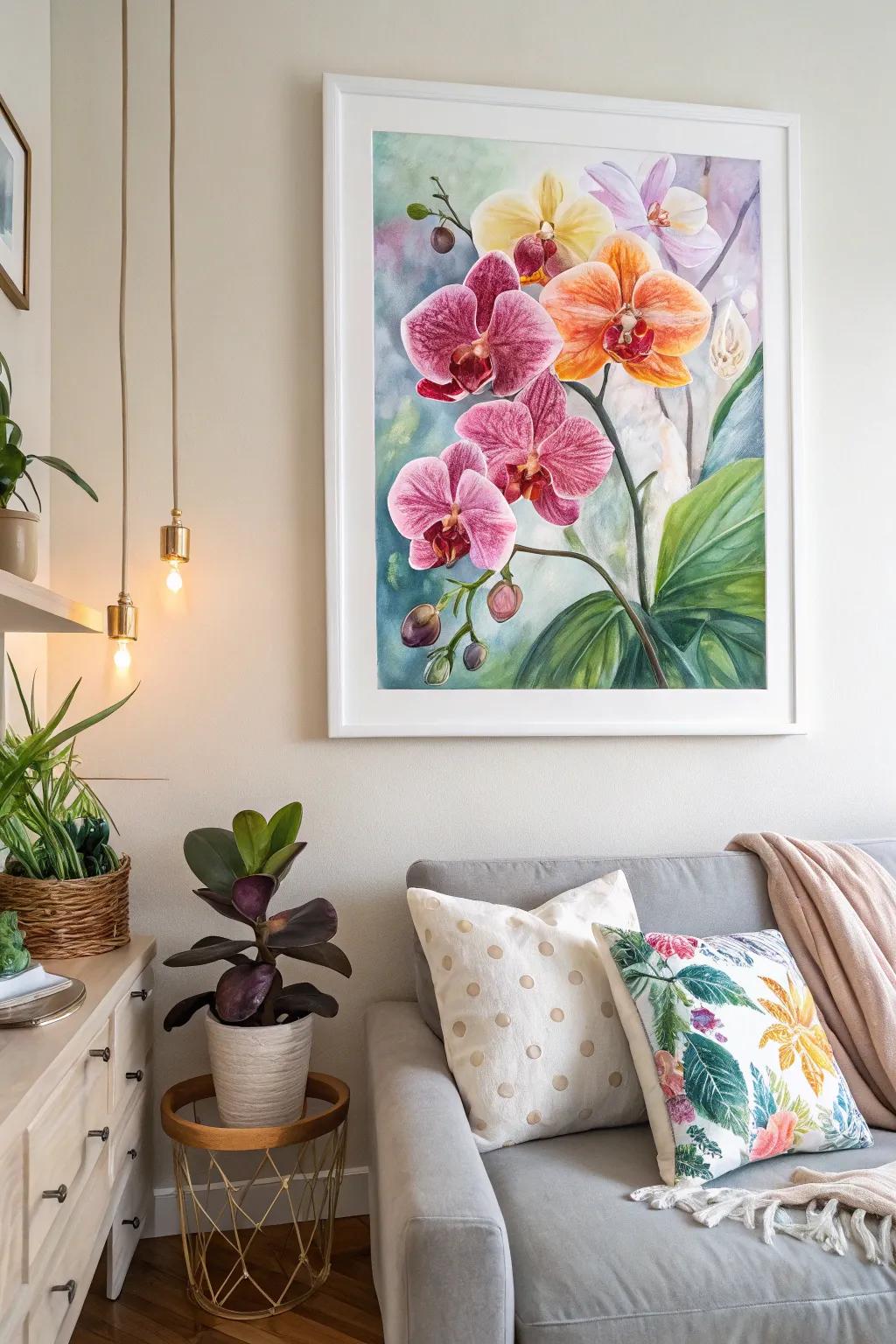 Add color to your home with orchid art.