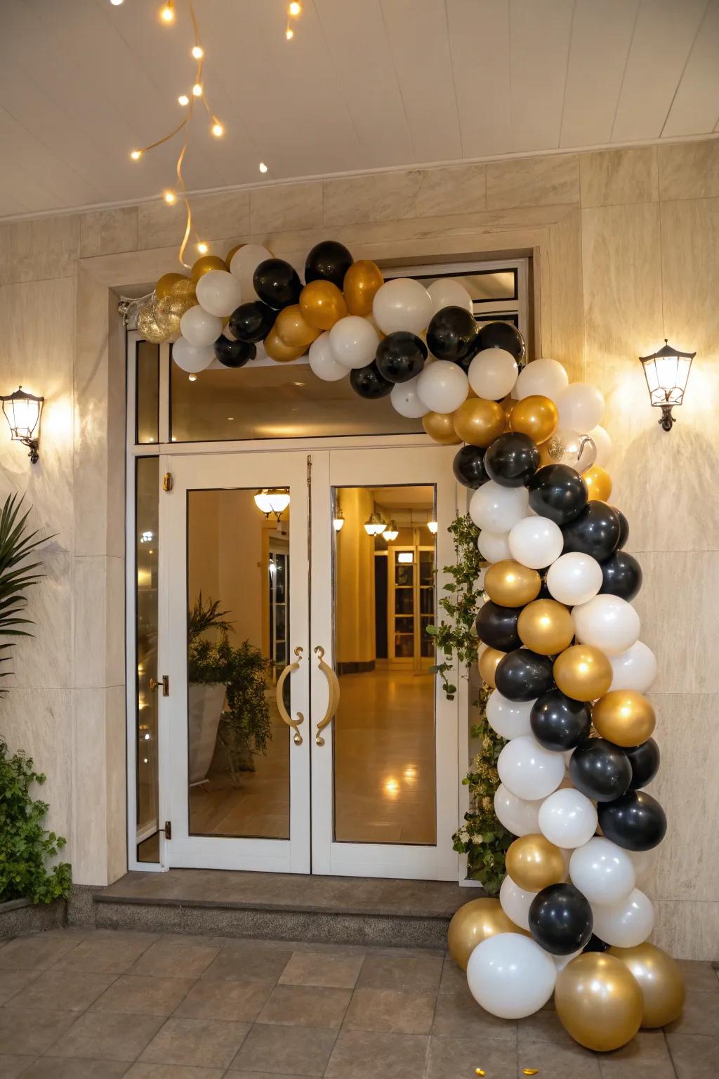 A festive balloon garland sets the tone for a memorable celebration.