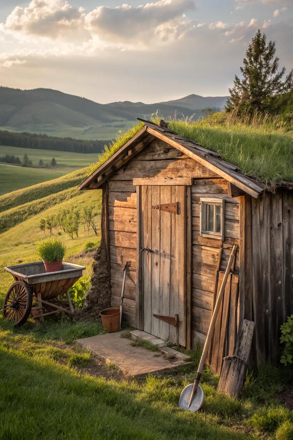 Embrace tradition with this rustic outbuilding, the perfect blend of craftsmanship and practicality for your above-ground root cellar.