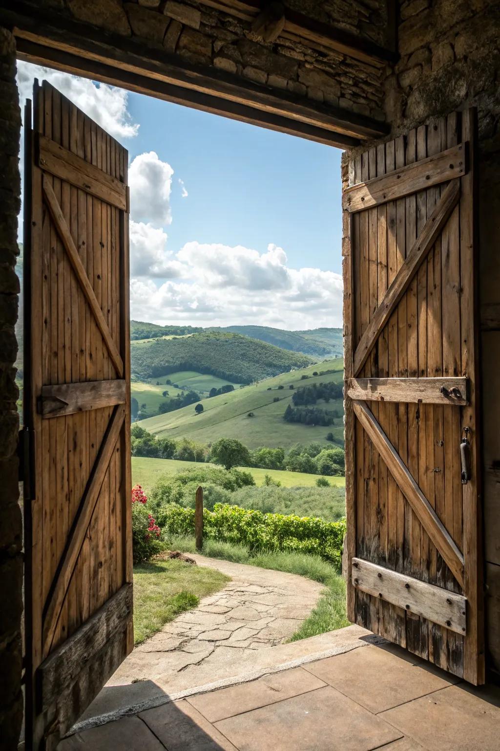 Barn doors add a touch of rustic charm and timeless appeal to back entrances.