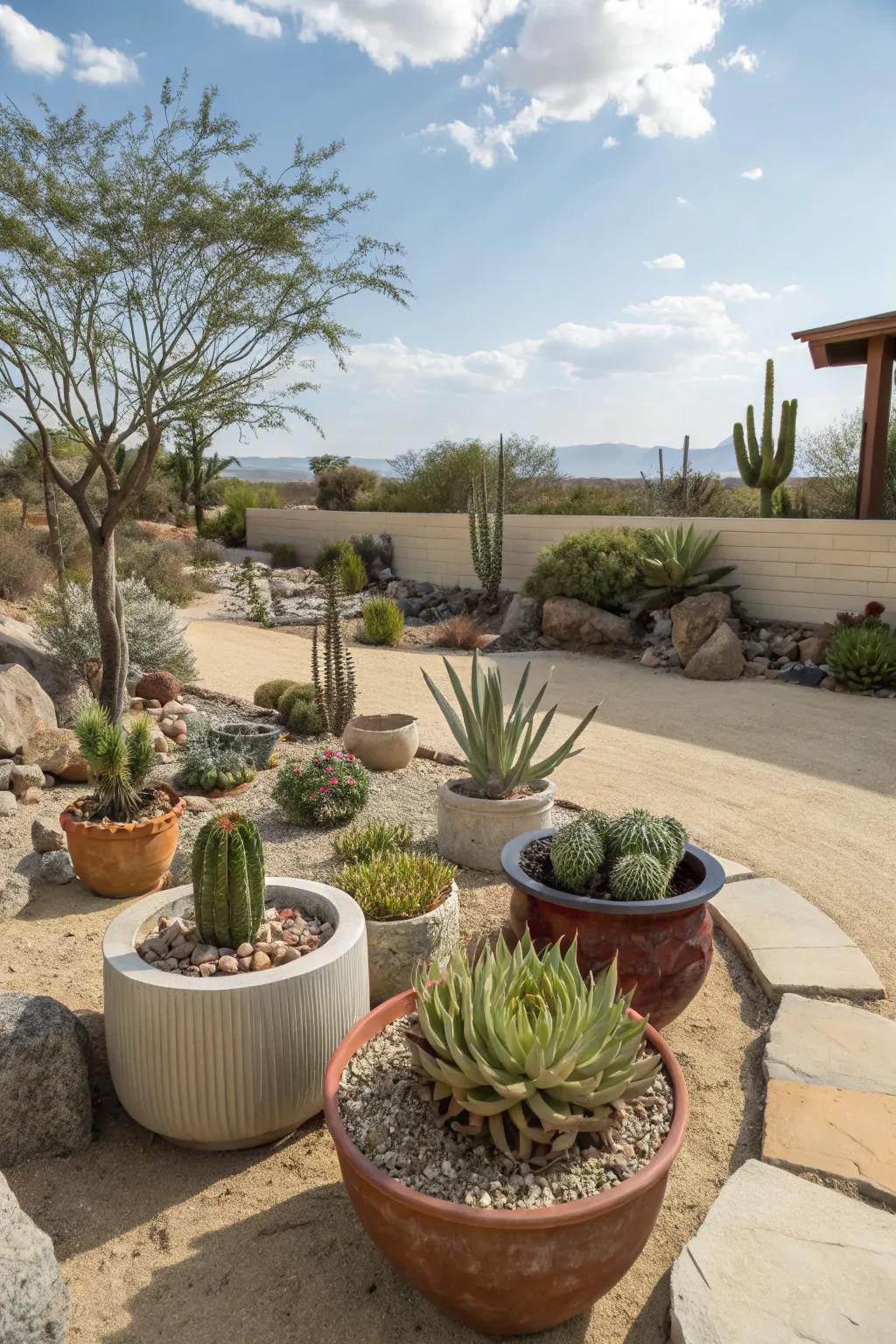 Succulents provide an array of colors and forms, perfect for a desert backyard.