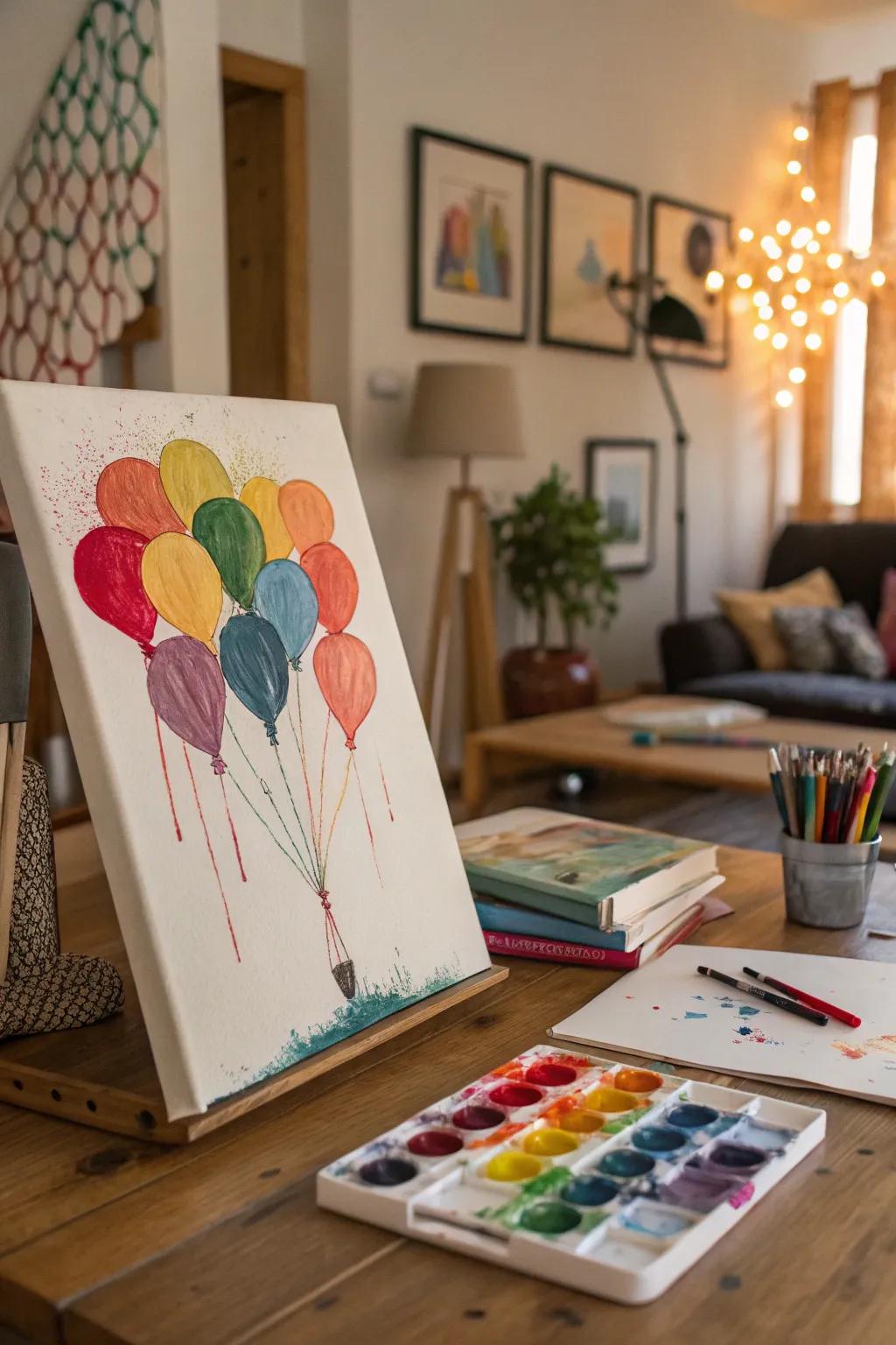 Watch the magic of colors unfold with balloon drip painting.