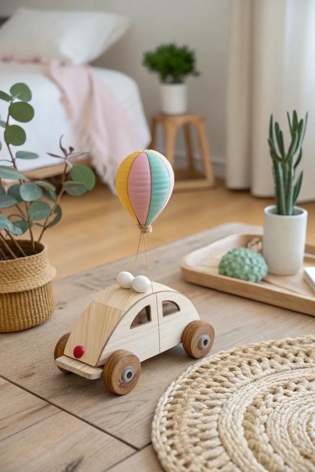 Watch creativity take flight with this charming balloon-powered car, inspiring young minds through play and discovery.