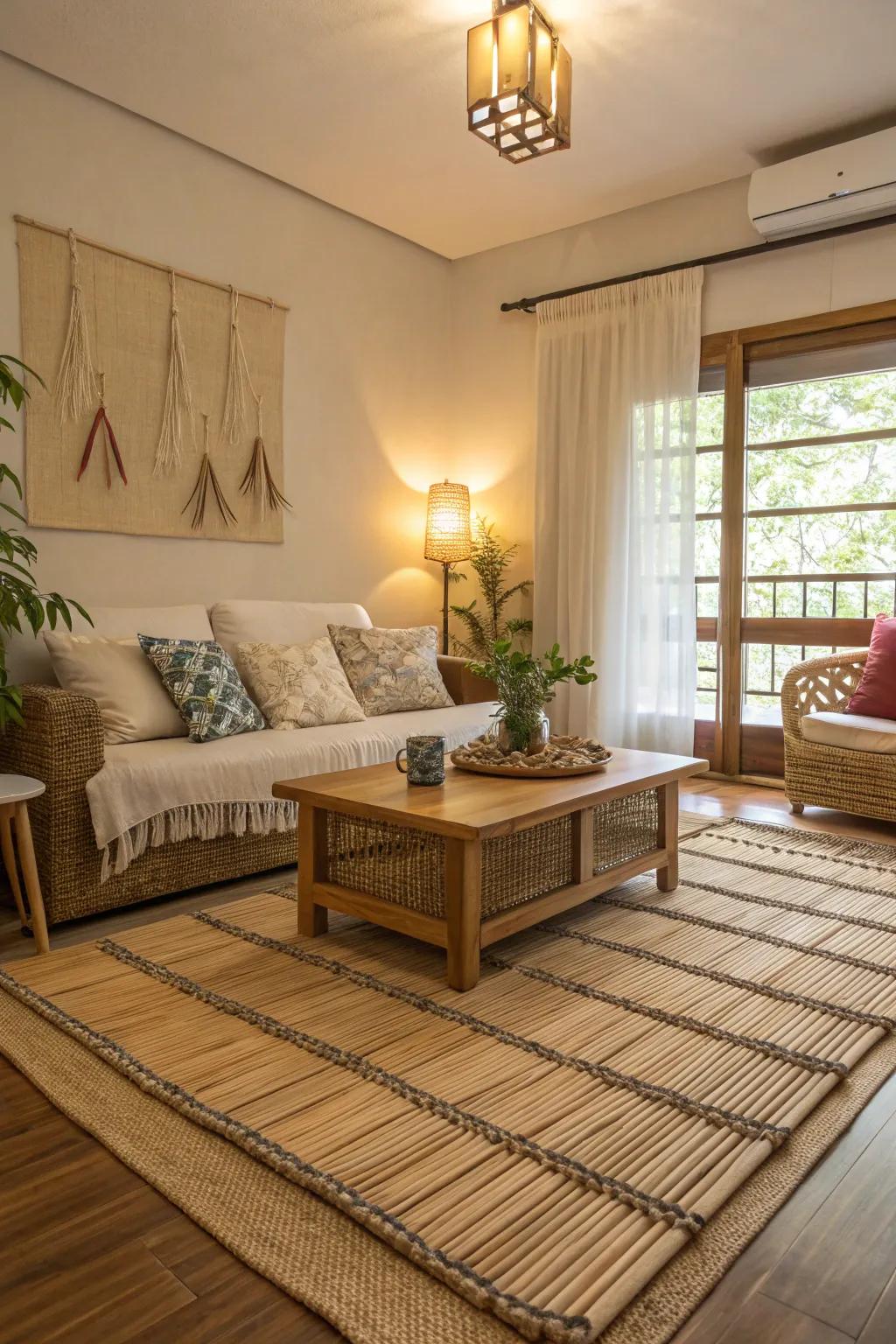 Bamboo rugs bring warmth and style to any room.