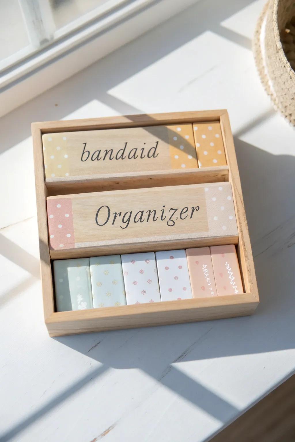 Elevate your organization game with this chic and minimalist bandaid organizer. Perfect for keeping essentials in their place with style and ease.