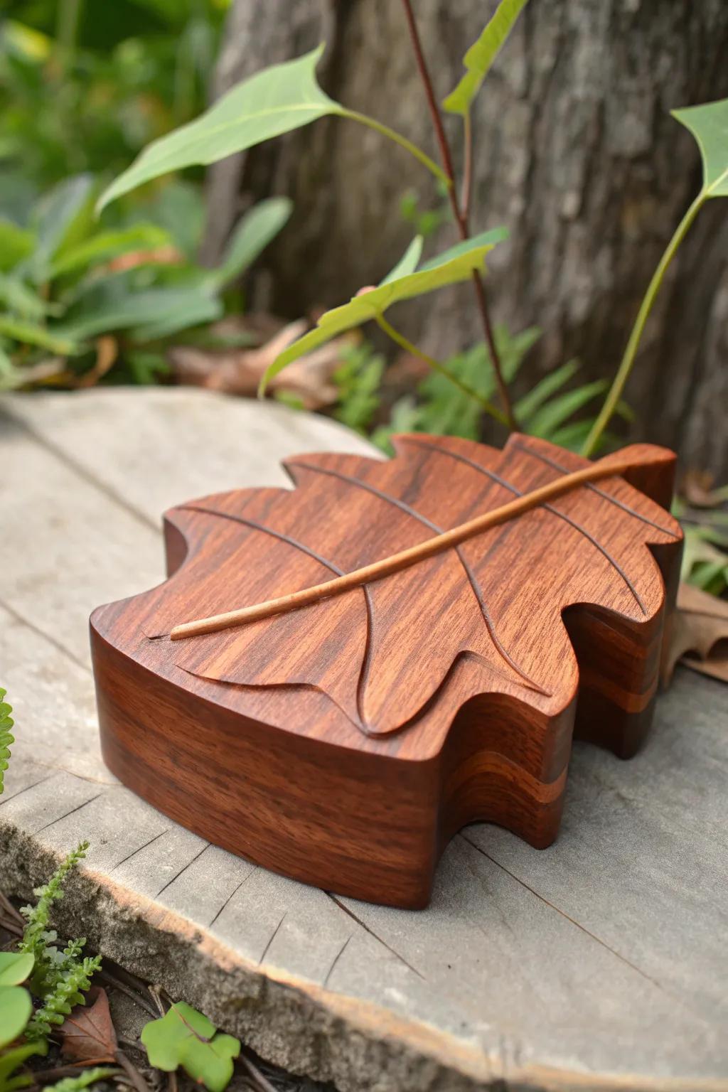 A leaf-shaped bandsaw box bringing nature into your home.