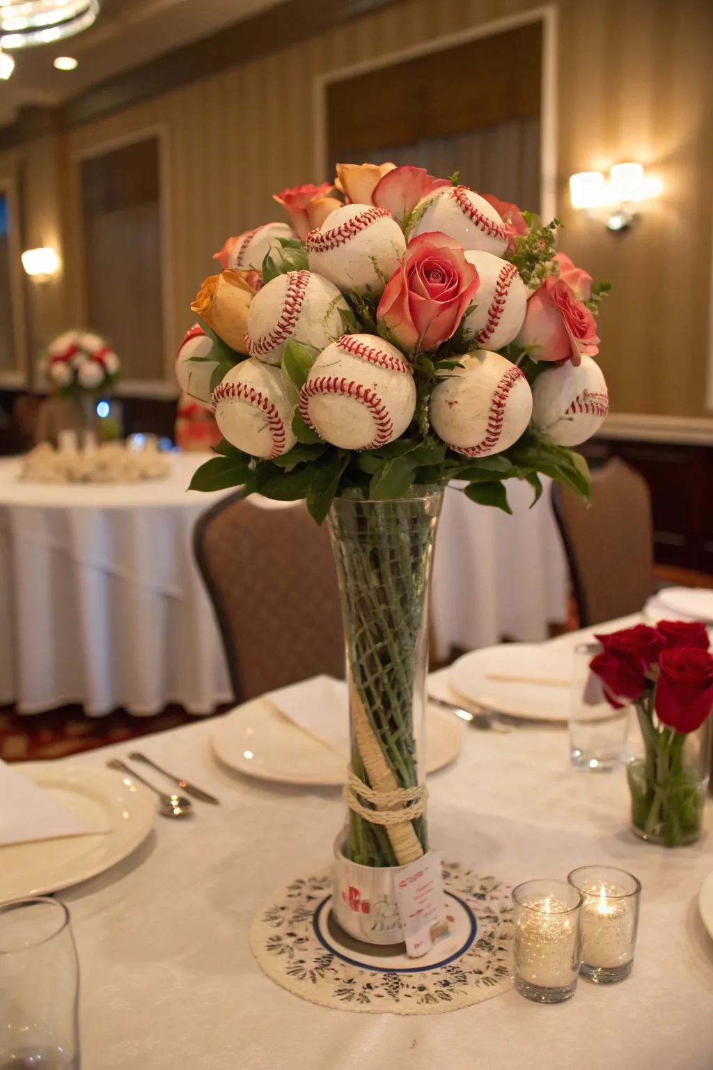 Elegant baseball roses bring a touch of sophistication to any event.