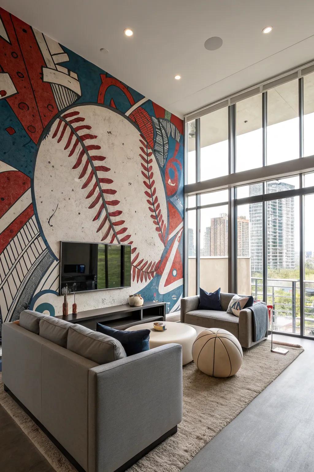 Make a statement with abstract baseball art.