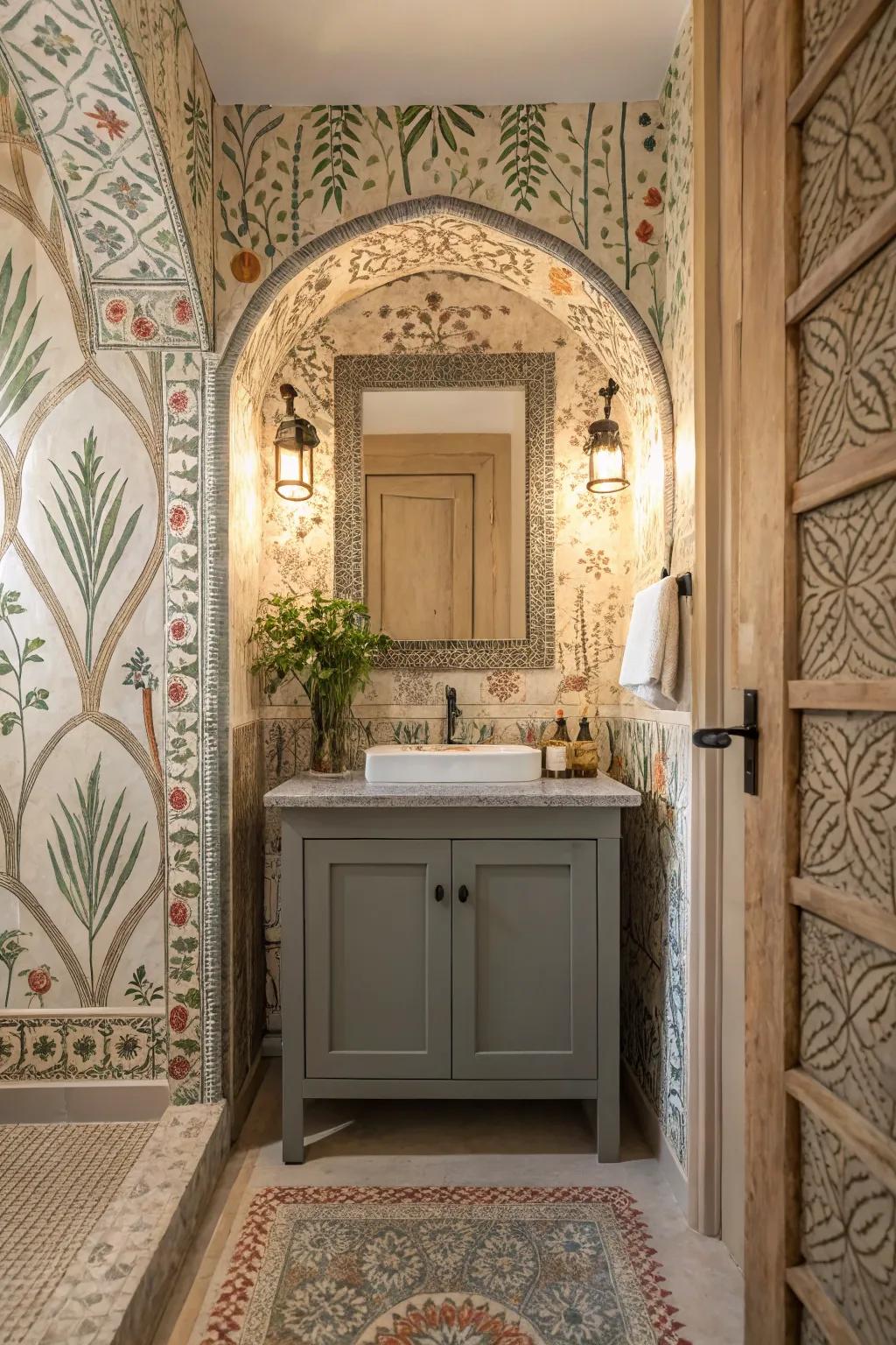 Bring an exotic touch to your bathroom with a Moroccan style alcove.