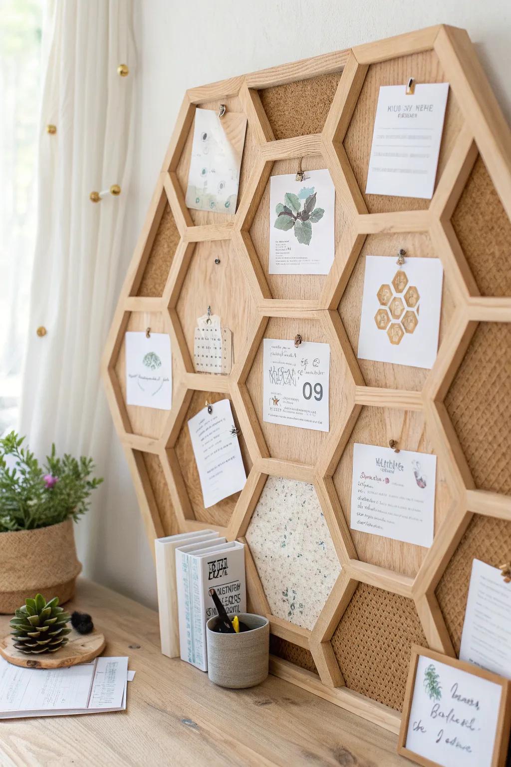 Capture thoughts and creativity with this charming interactive honeycomb board, where simplicity meets elegance.