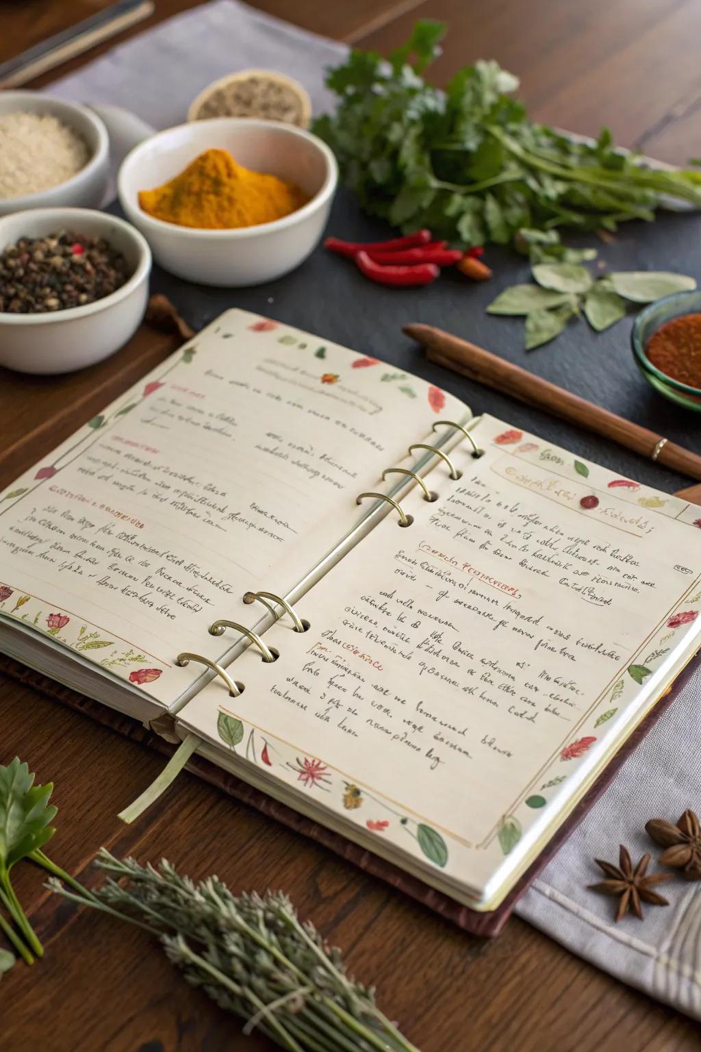 A personalized recipe book, perfect for sharing culinary memories.