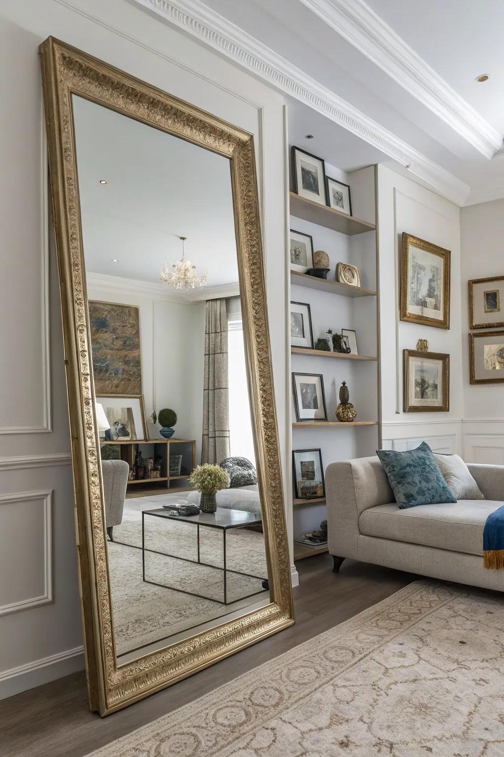 A large mirror can amplify light and space in your room.