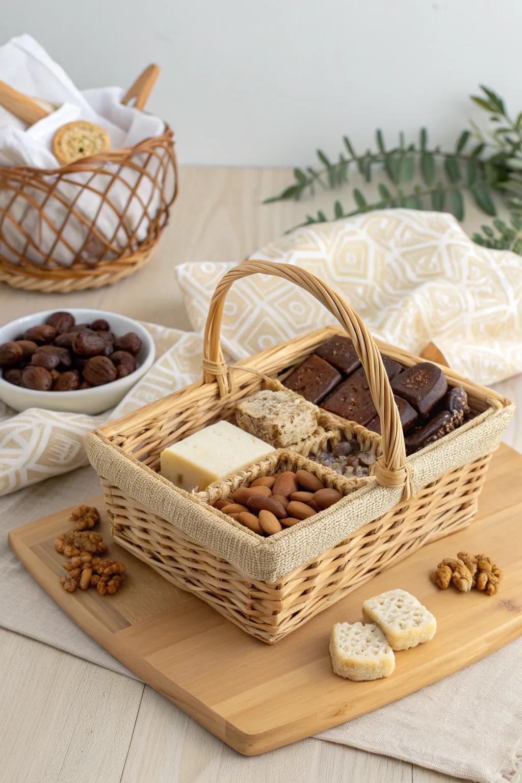 Elevate your best friend's birthday with a curated gourmet snack basket that delights the senses. 🍫🧀