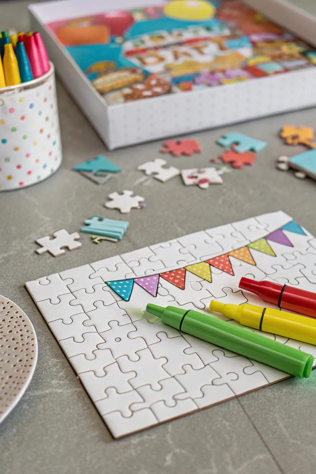 Piece together memories with a puzzle guest book.