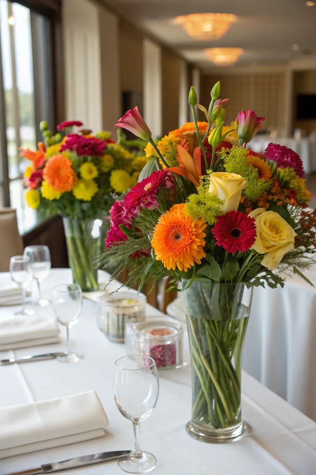 Fresh flowers bring a pop of color and elegance to any party.