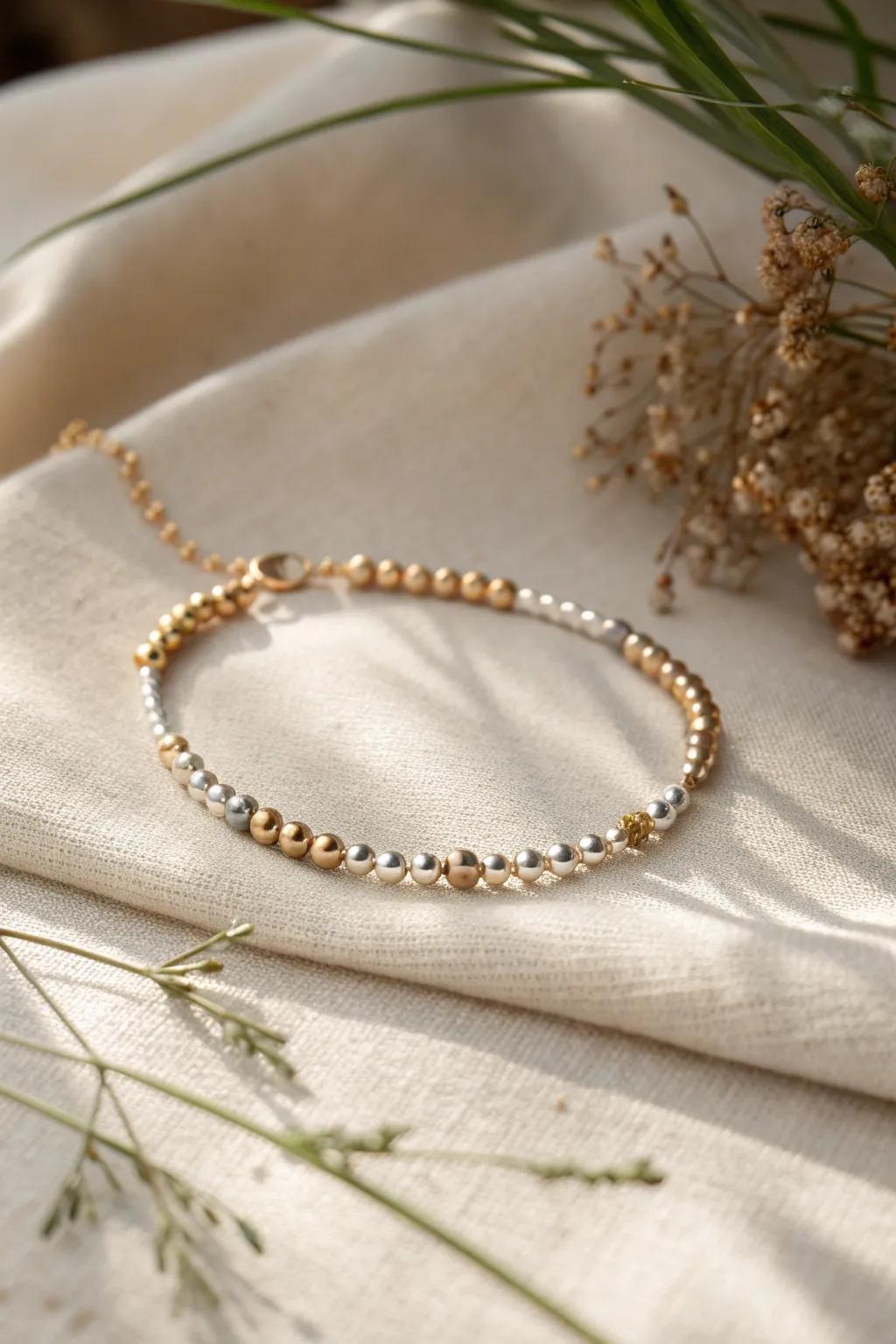 Shimmering sophistication: Elevate your style with the elegance of metallic beads.