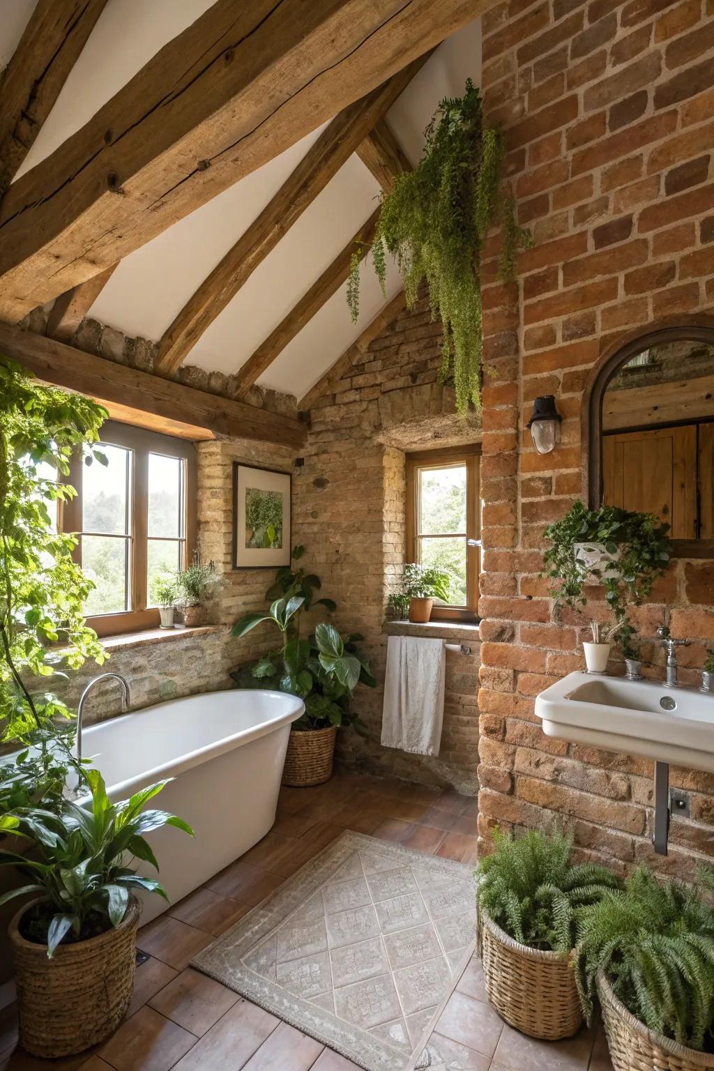 Rustic charm shines with brick walls and wooden accents.