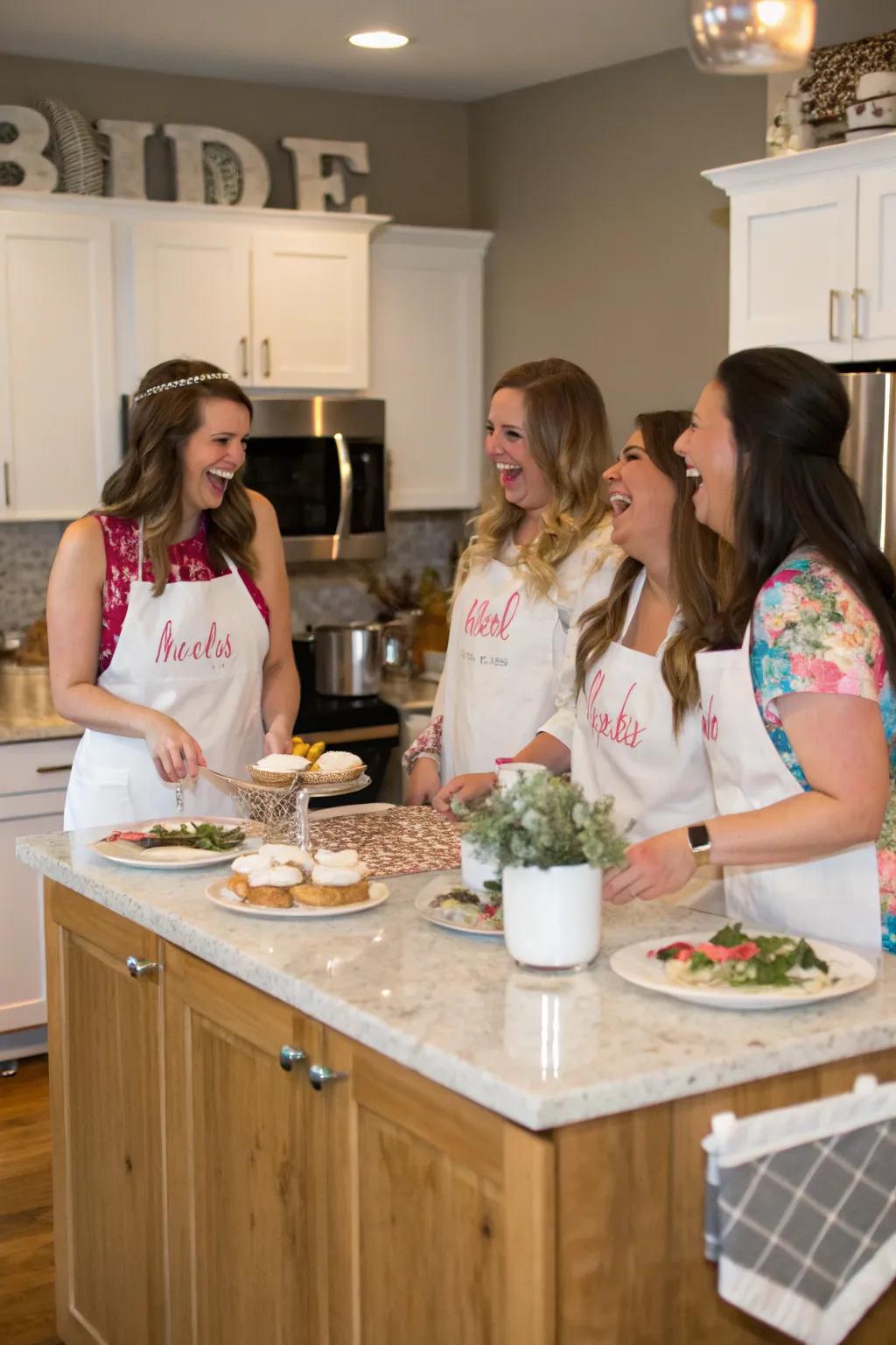 Personalized aprons make for a fun and memorable bridal shower favor.