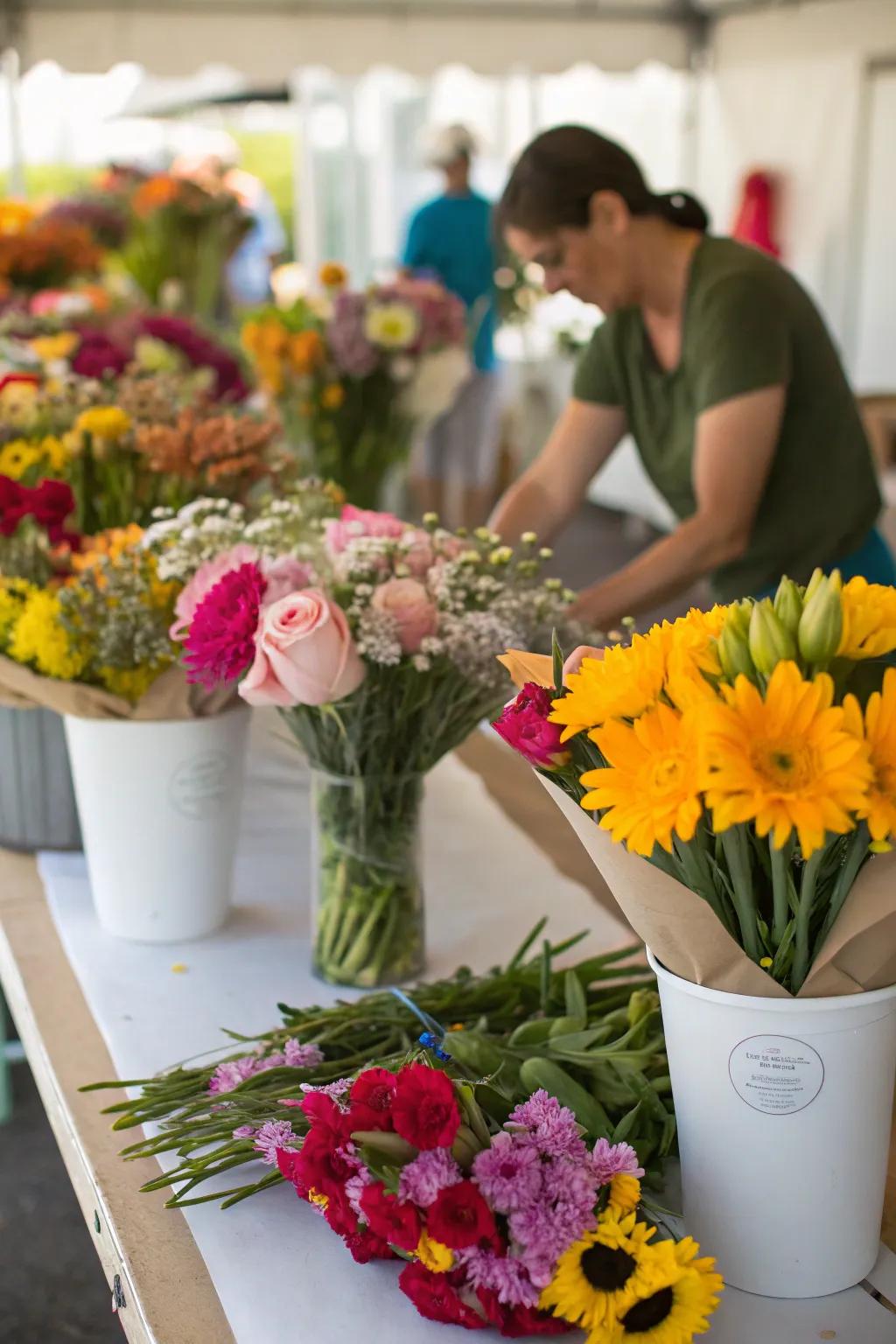 DIY floral arrangements add a personal touch to your wedding.