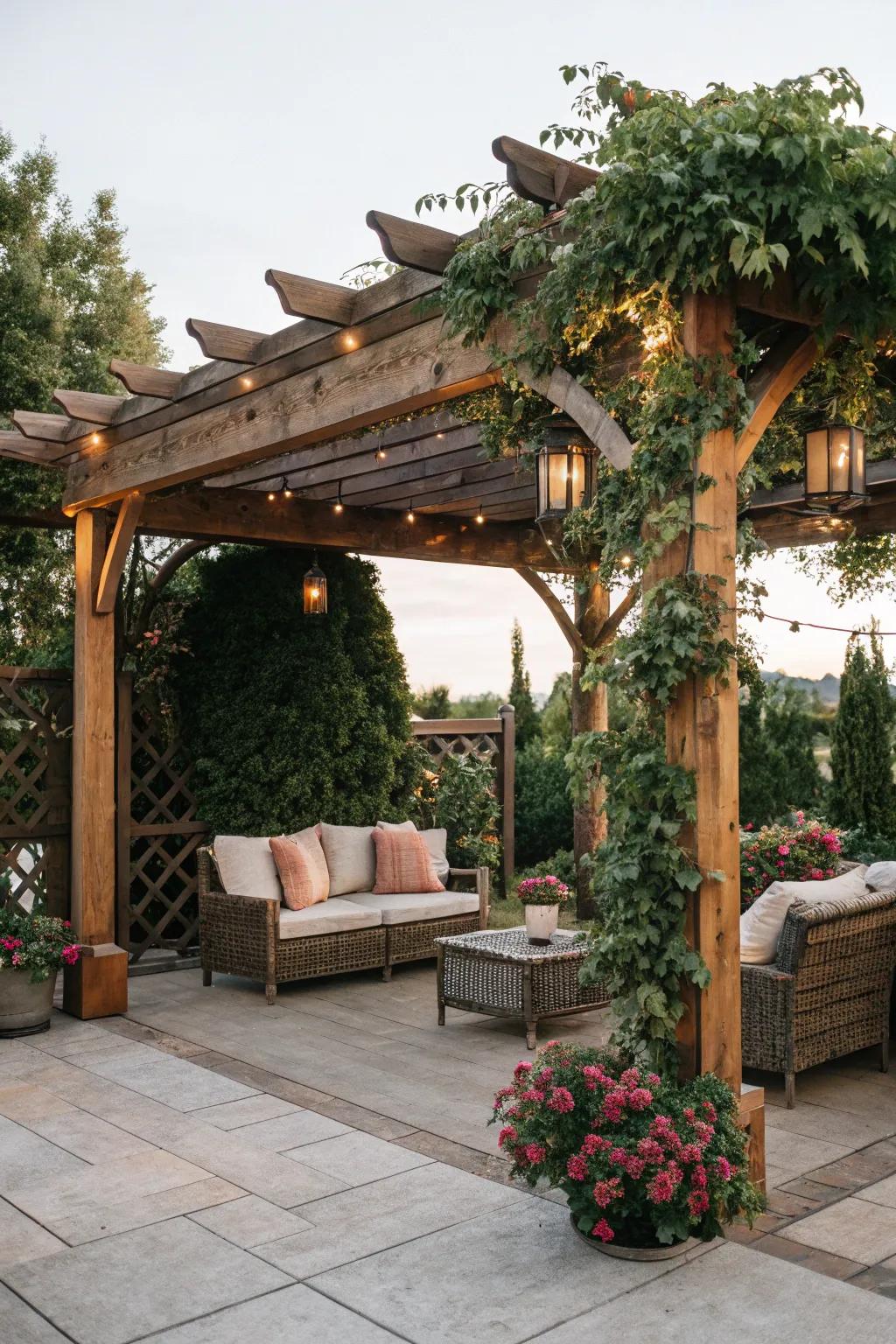 A pergola adds both shade and style to your patio space.