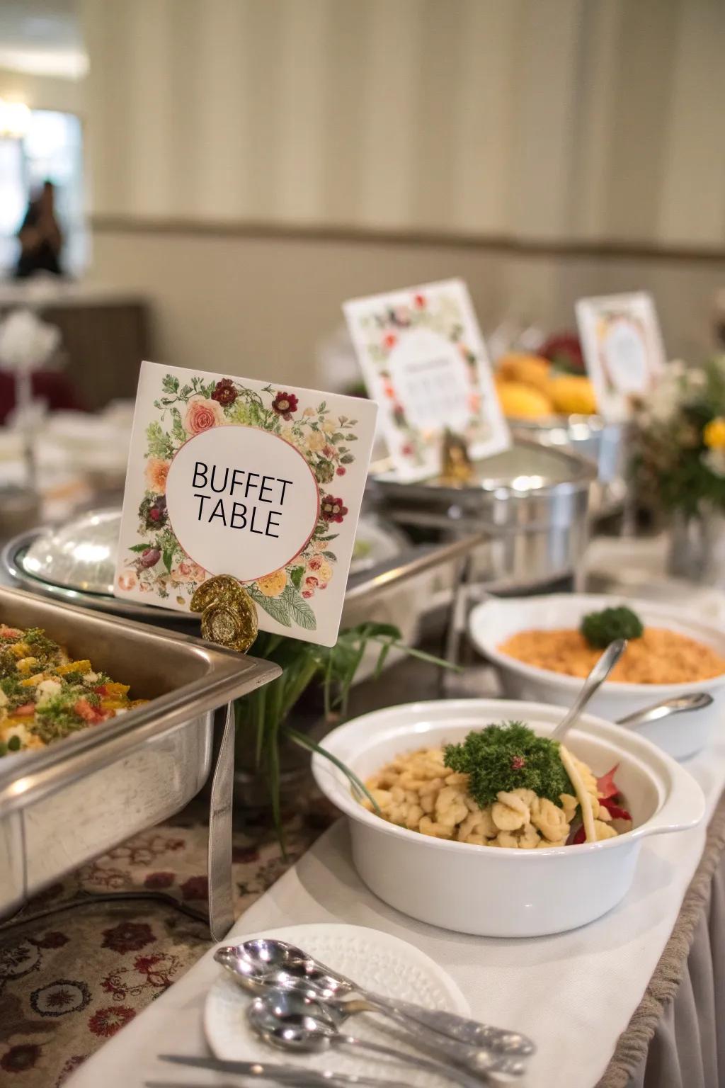 Labels add clarity and a personal touch to your buffet.