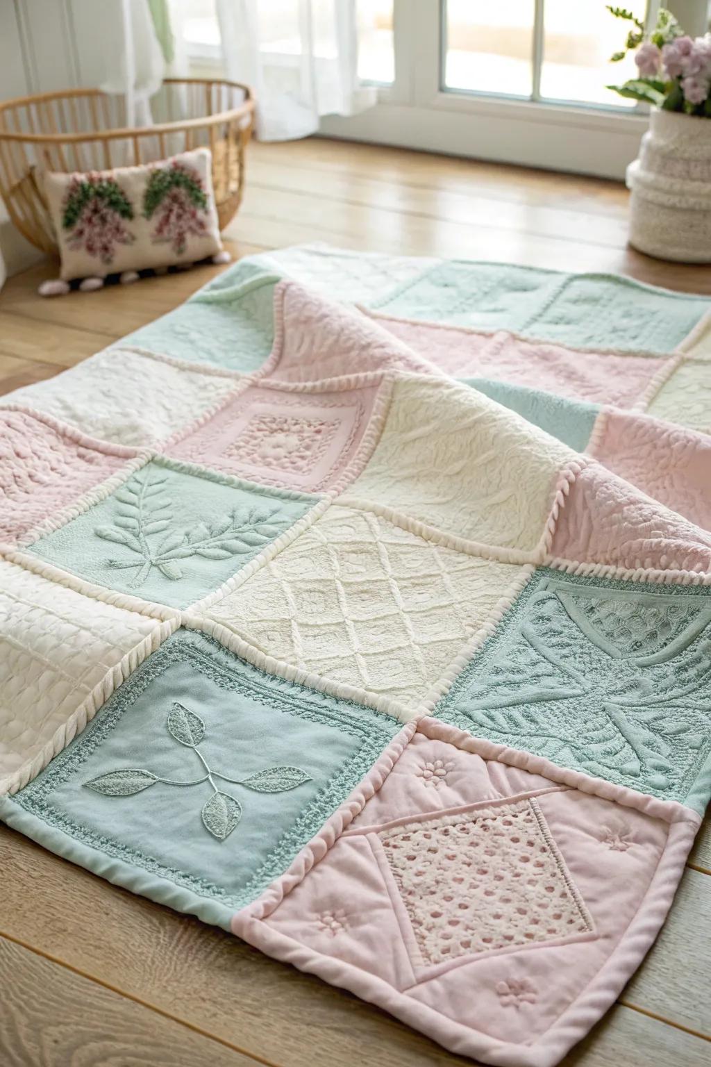 Preserve precious memories with a patchwork keepsake blanket, where simplicity meets heartfelt craftsmanship.