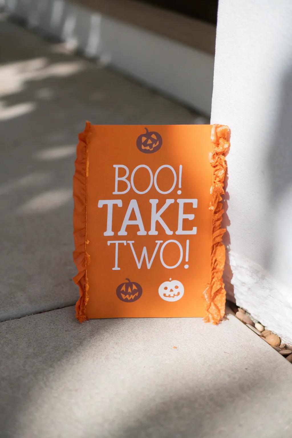 Bring a touch of playful elegance to your Halloween decor with this handcrafted, minimalist candy sign!