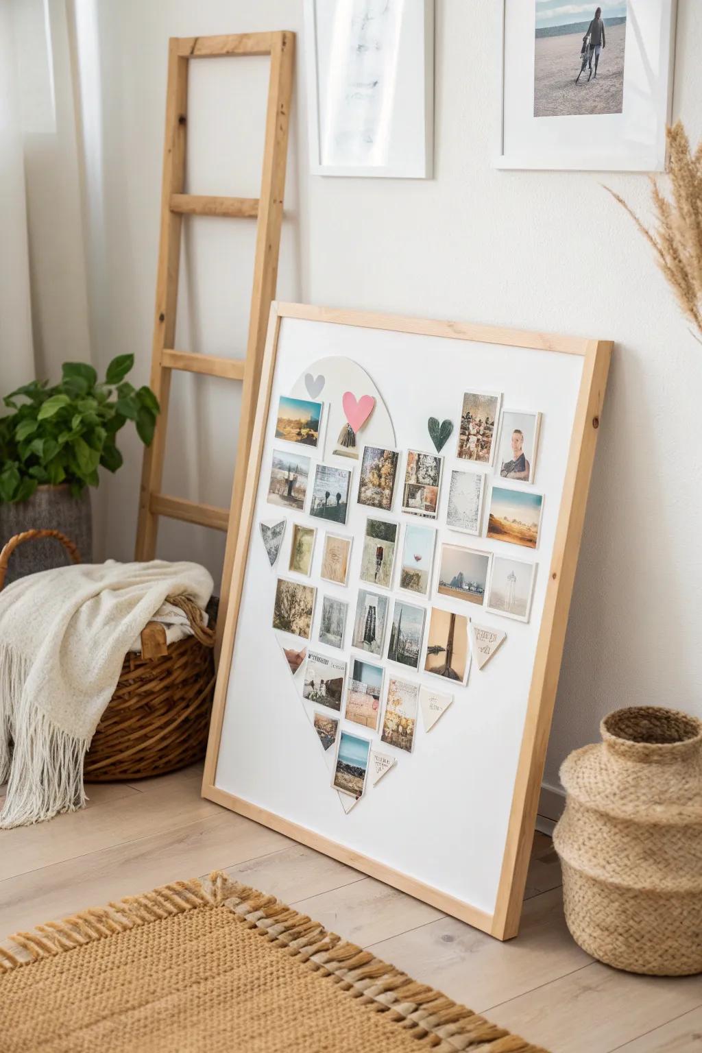 Capture your cherished moments in a beautiful heart-shaped photo collage canvas, a perfect blend of simplicity and elegance.