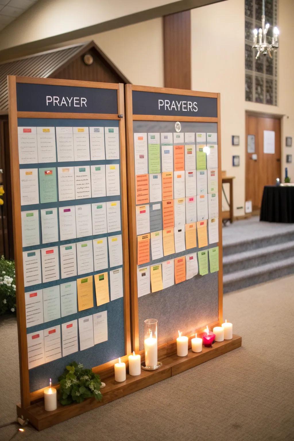 An Interactive Prayer Corner bulletin board fostering spiritual growth.