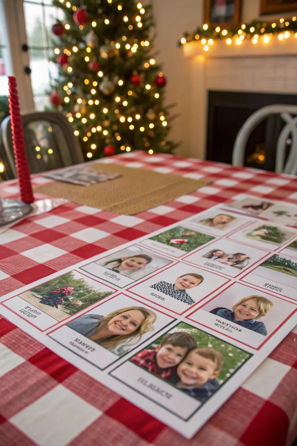 Family photo bingo creates a personal and memorable holiday experience.