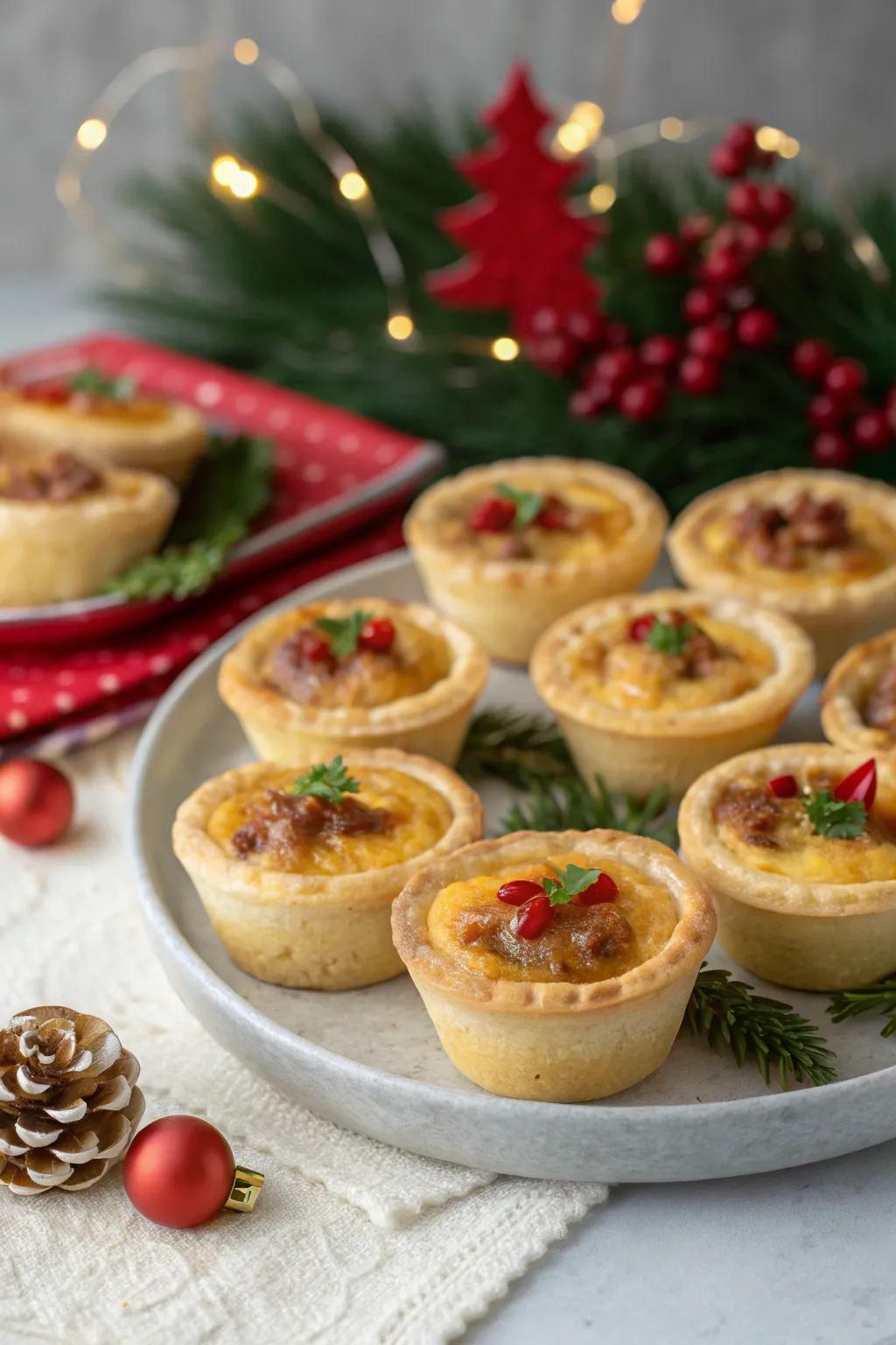 Mini sausage quiches for a tasty and convenient buffet treat.