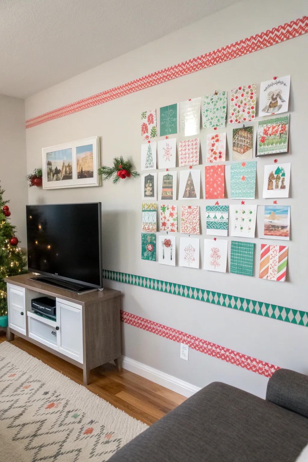 Use washi tape to create a fun and interactive card display.