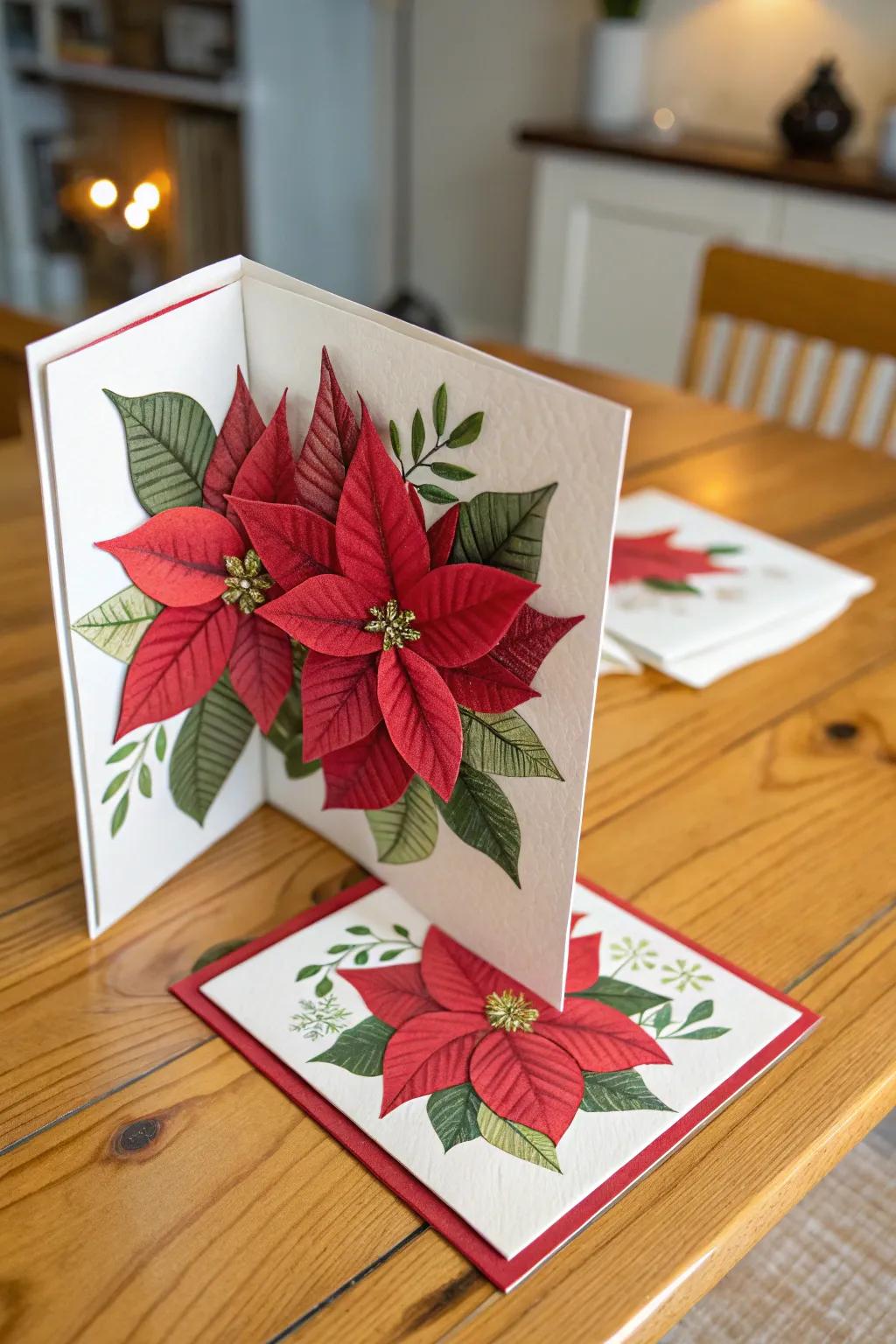 Surprise loved ones with a 3D poinsettia pop-up card.