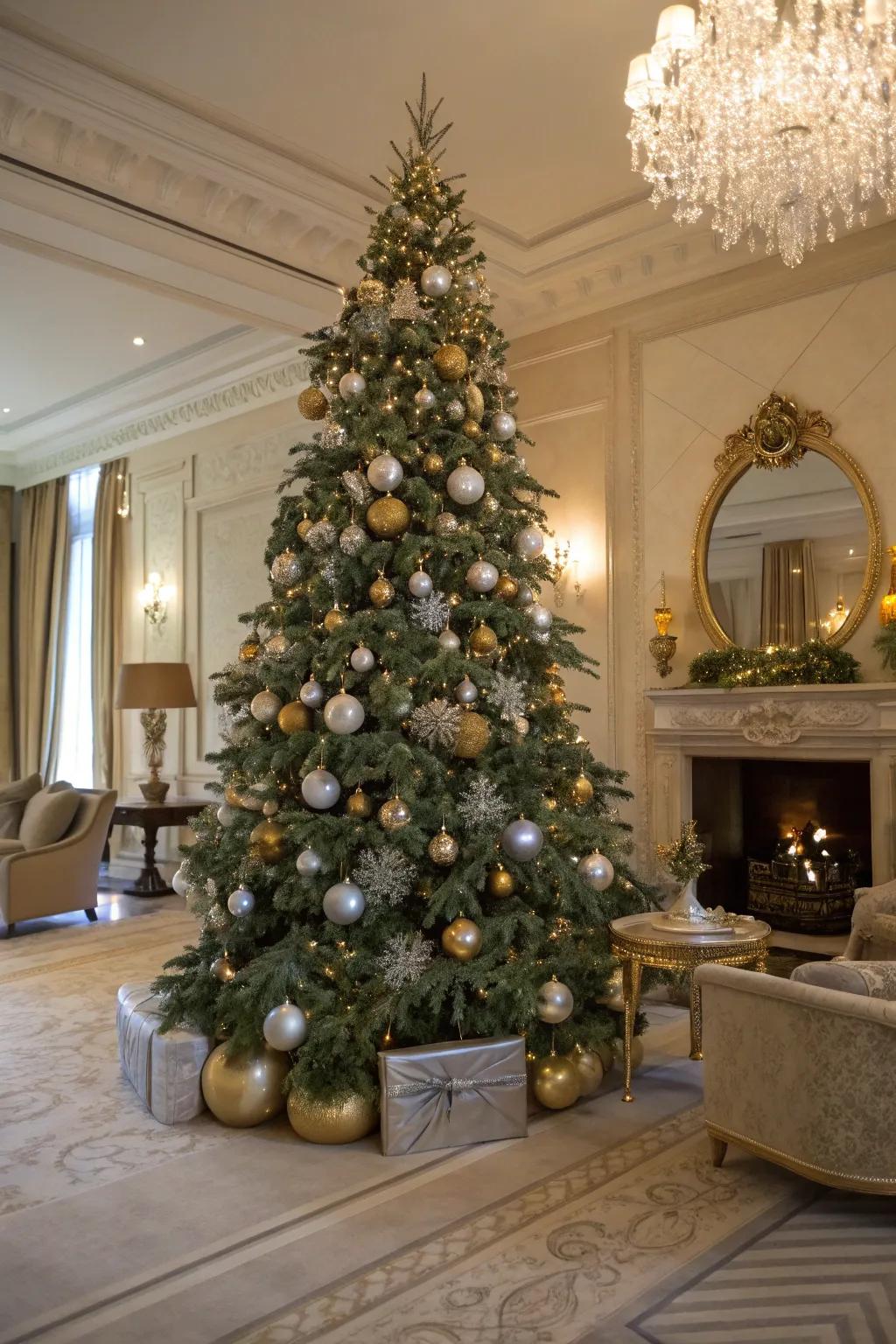 Elevate your tree with elegant silver and gold metallics.