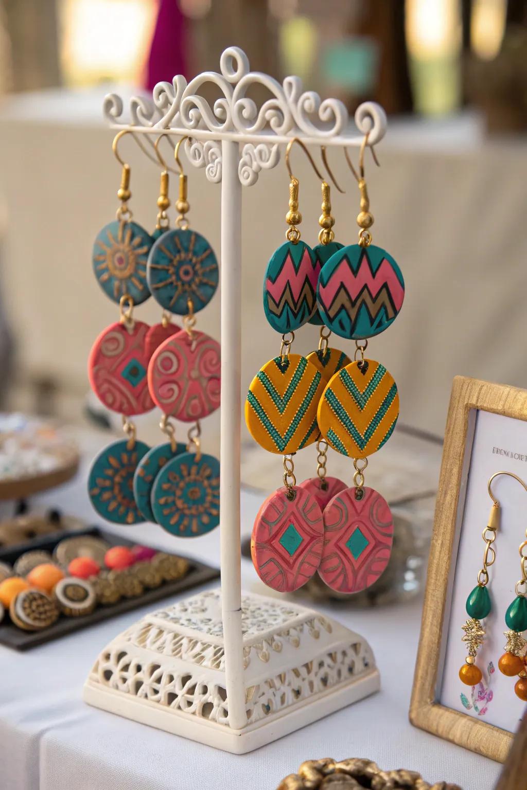 Brighten up your wardrobe with playful handmade clay earrings.