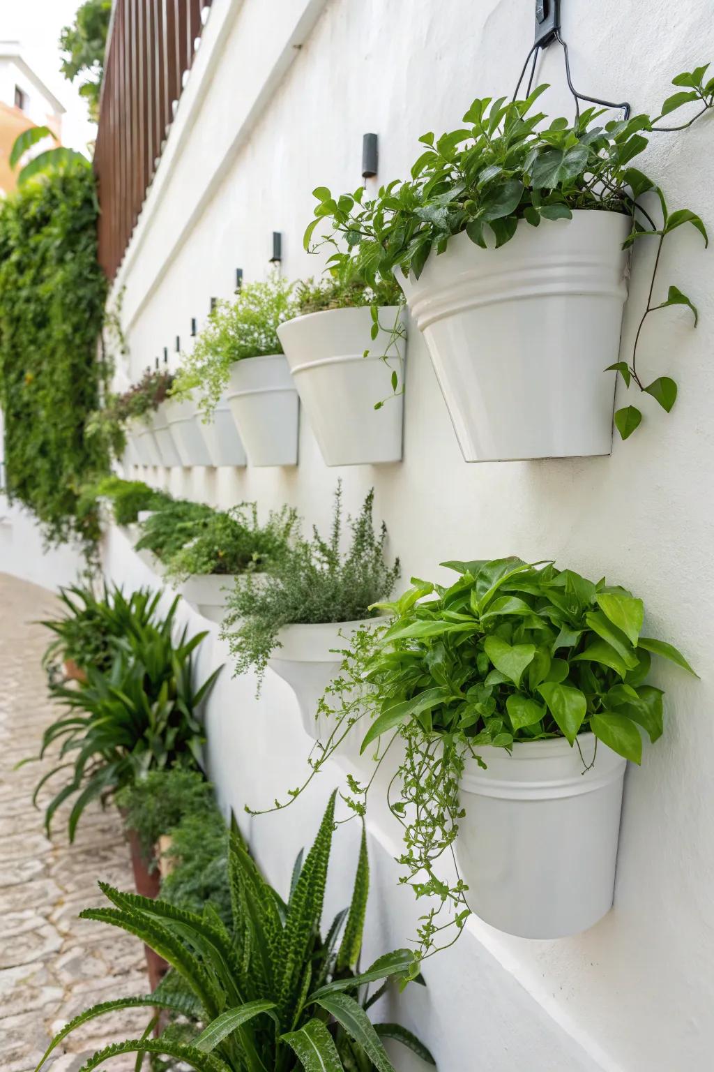 Blend-in planters let the greenery shine.