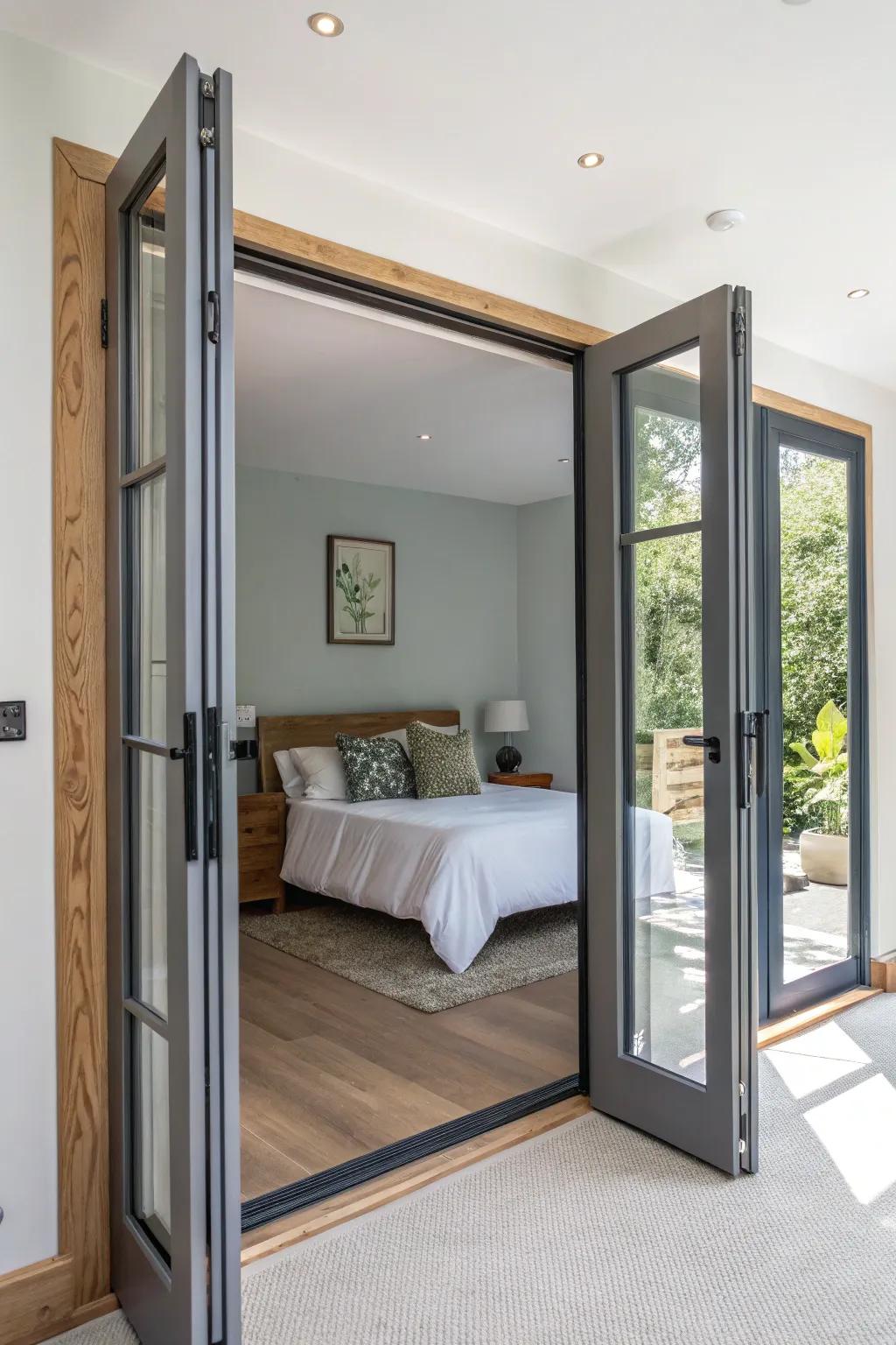 Bifold doors offer functionality in tight spaces.