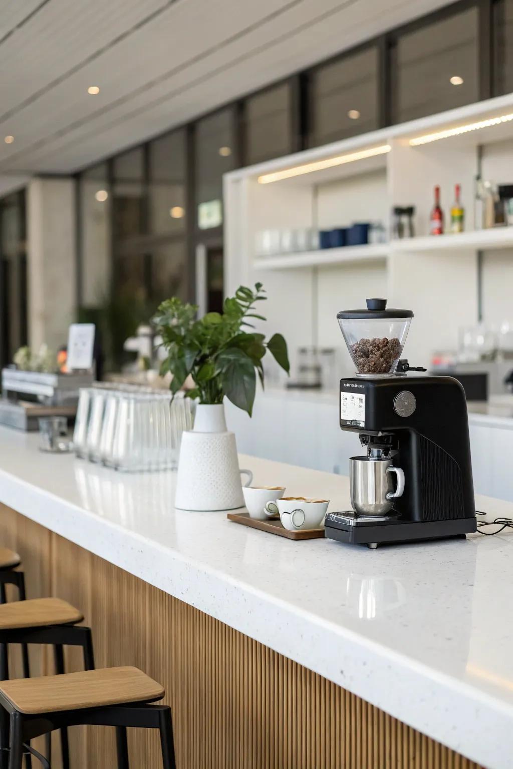 Embrace simplicity with a minimalist coffee bar setup.