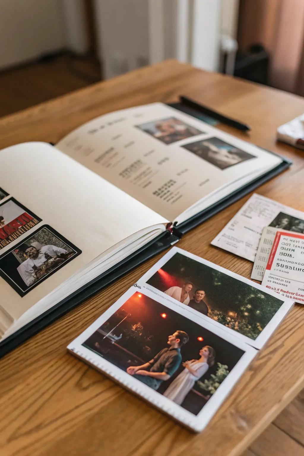 A creative way to hide concert tickets within a photo album.