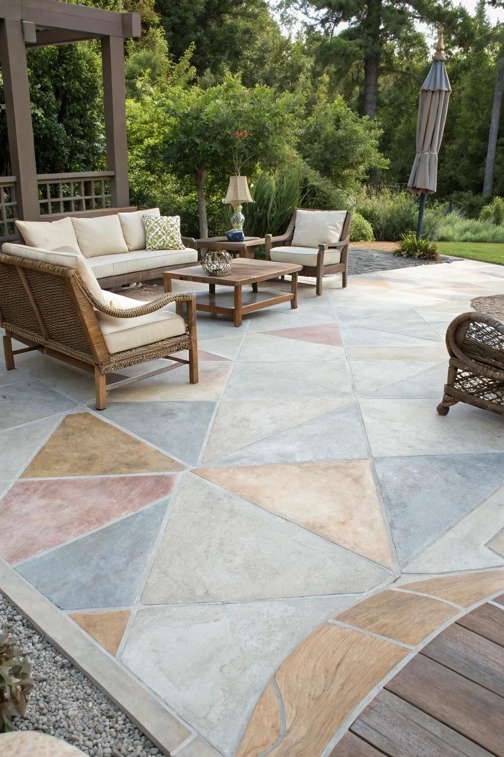 Transform your outdoor retreat with the elegance of painted concrete floors, where craftsmanship meets serene design.