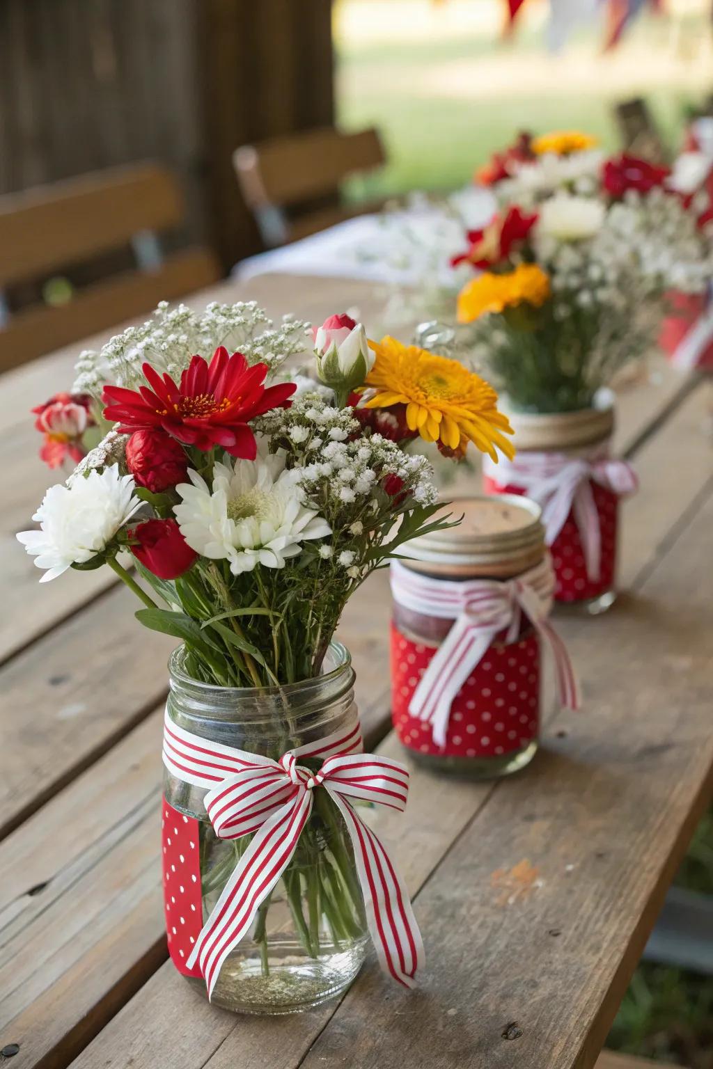 Handmade centerpieces that add charm and warmth.