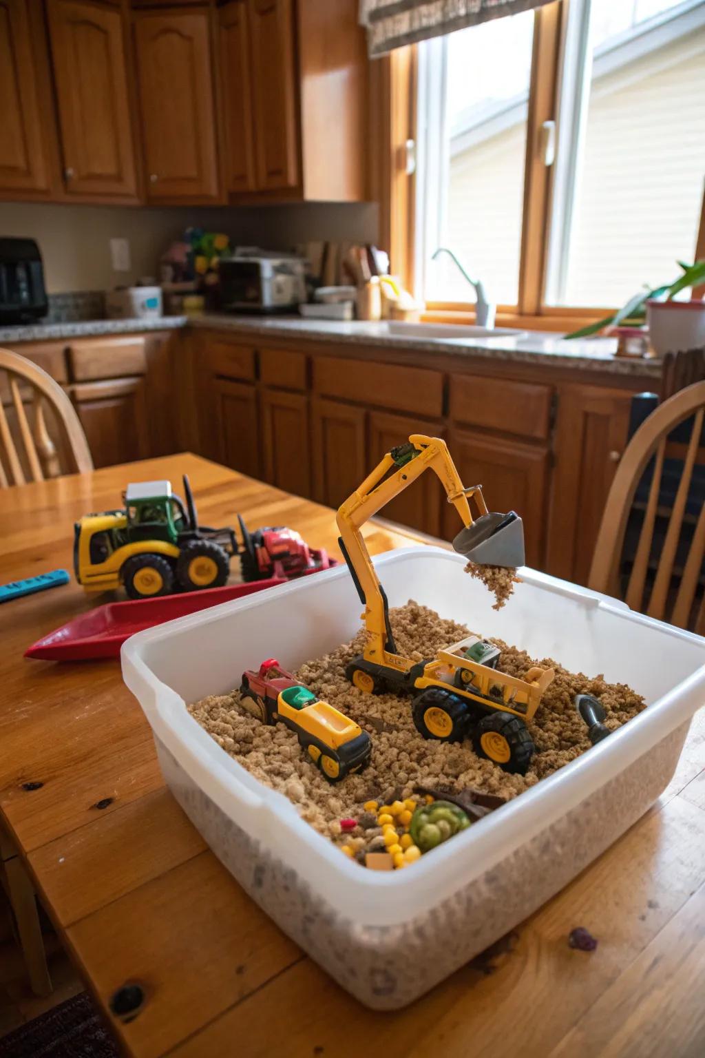 Cereal grounds offer a tasty and safe sensory experience.