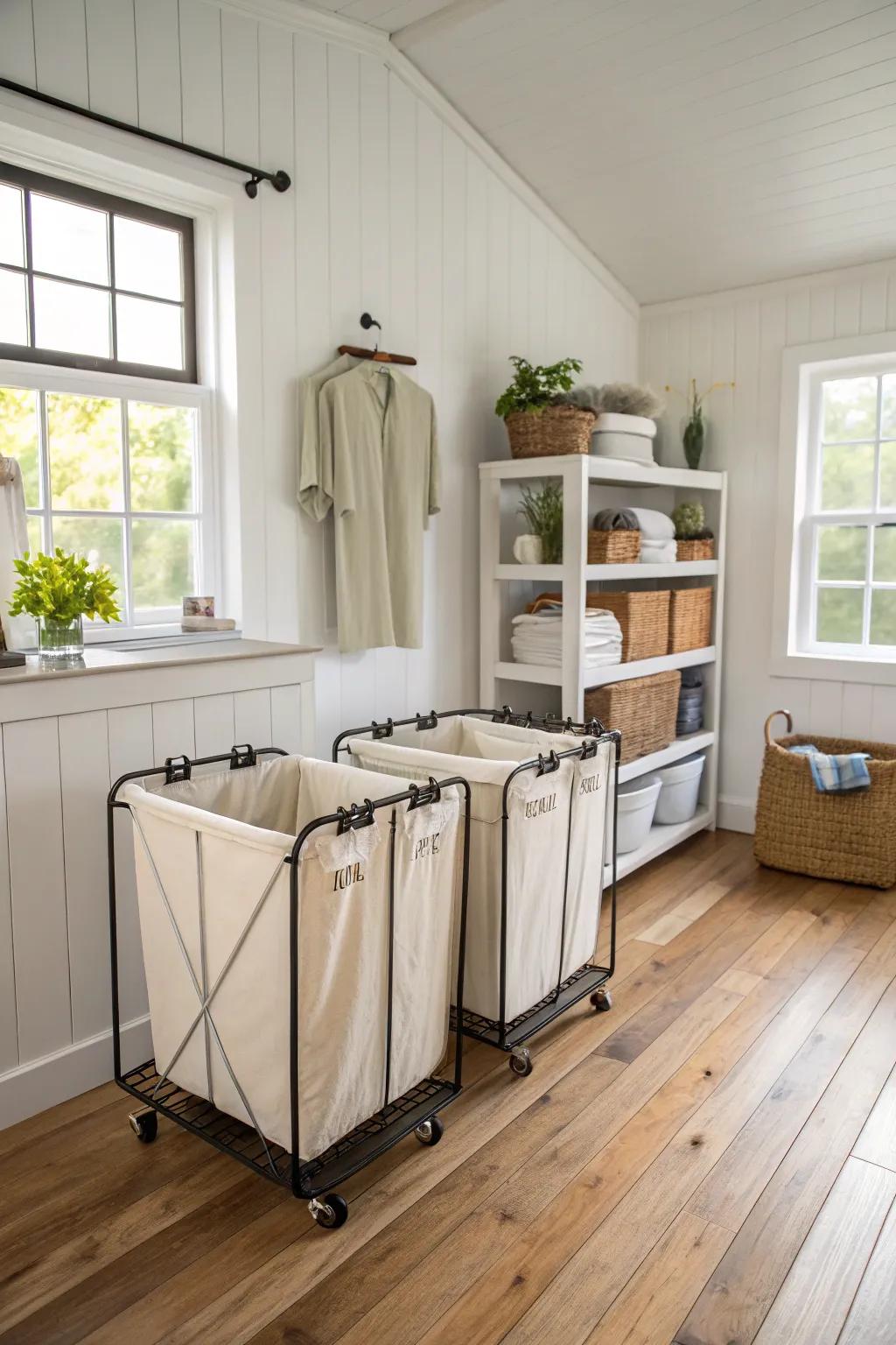 Rolling hampers offer convenience and flexibility in any laundry setup.