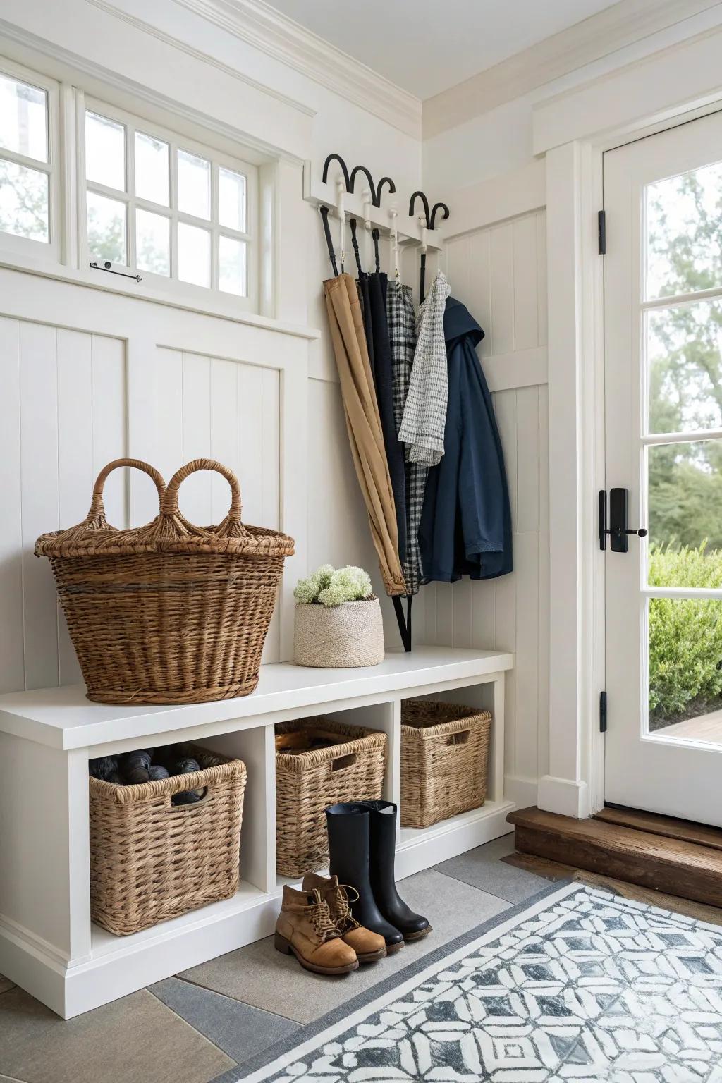 Entryway Elegance with Functional Basket Storage