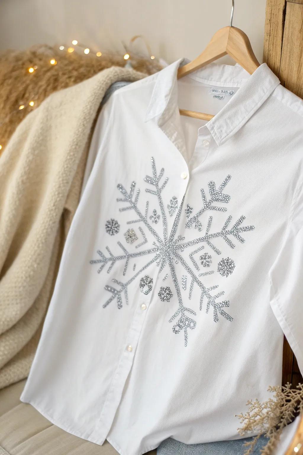 Embrace winter magic with snowflakes and sparkles, where minimalist beauty meets festive flair.