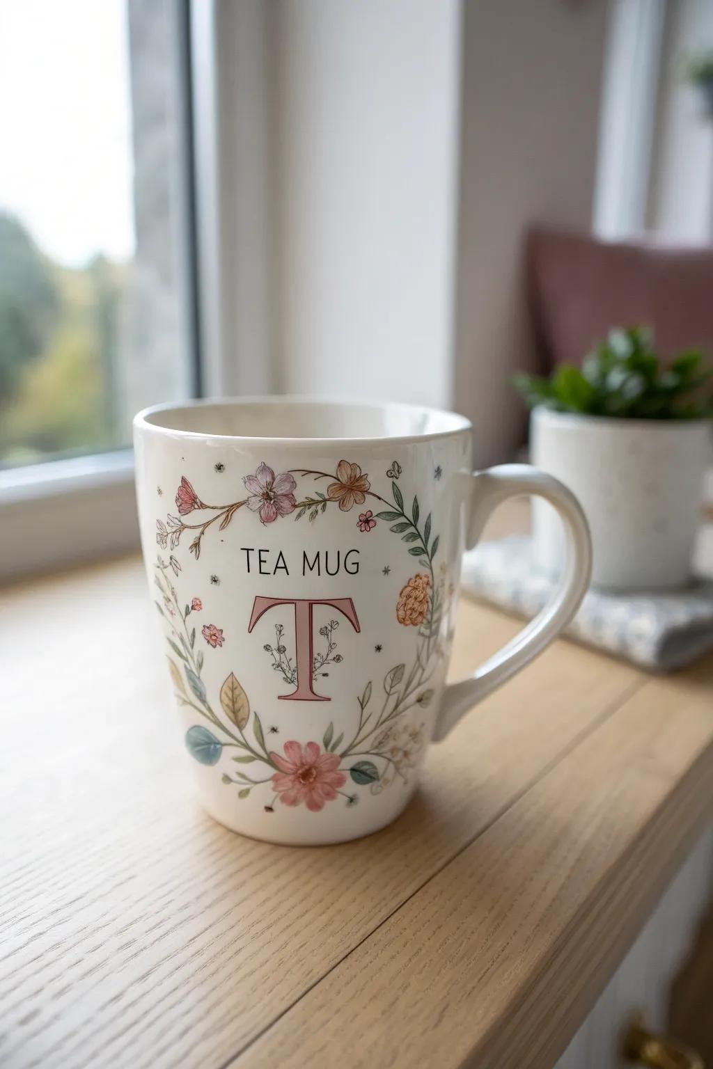 Embrace the elegance of spring with monogrammed floral designs that bring a touch of nature to your morning tea ritual.
