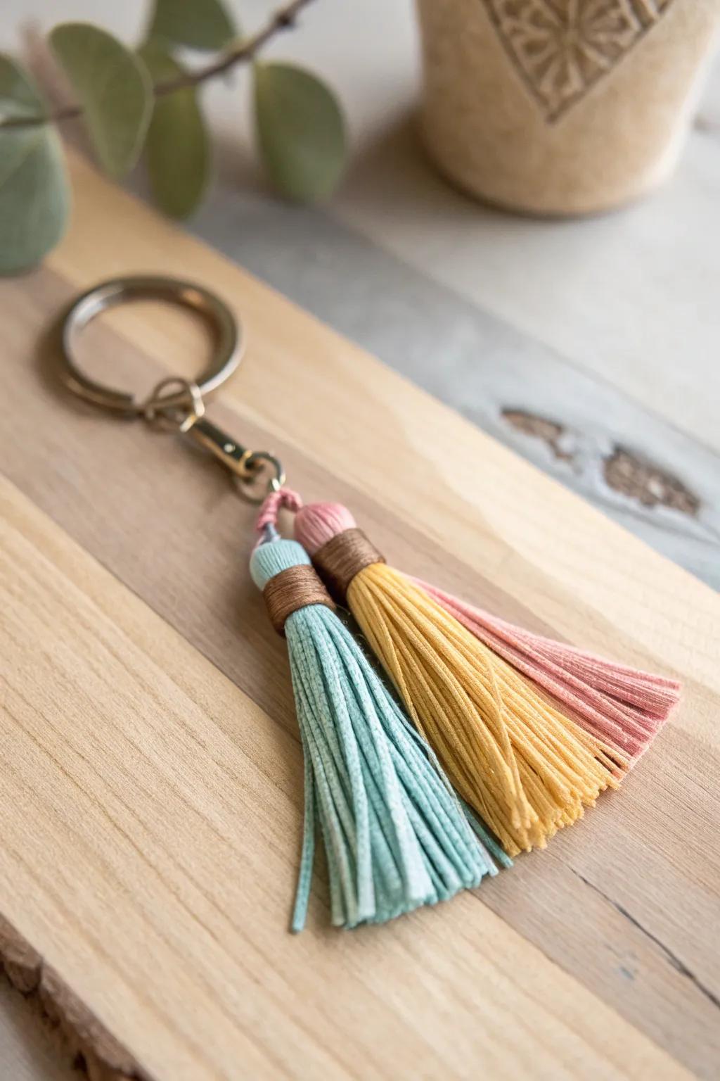 Transform your keys into a stylish statement with colorful tassel accents.