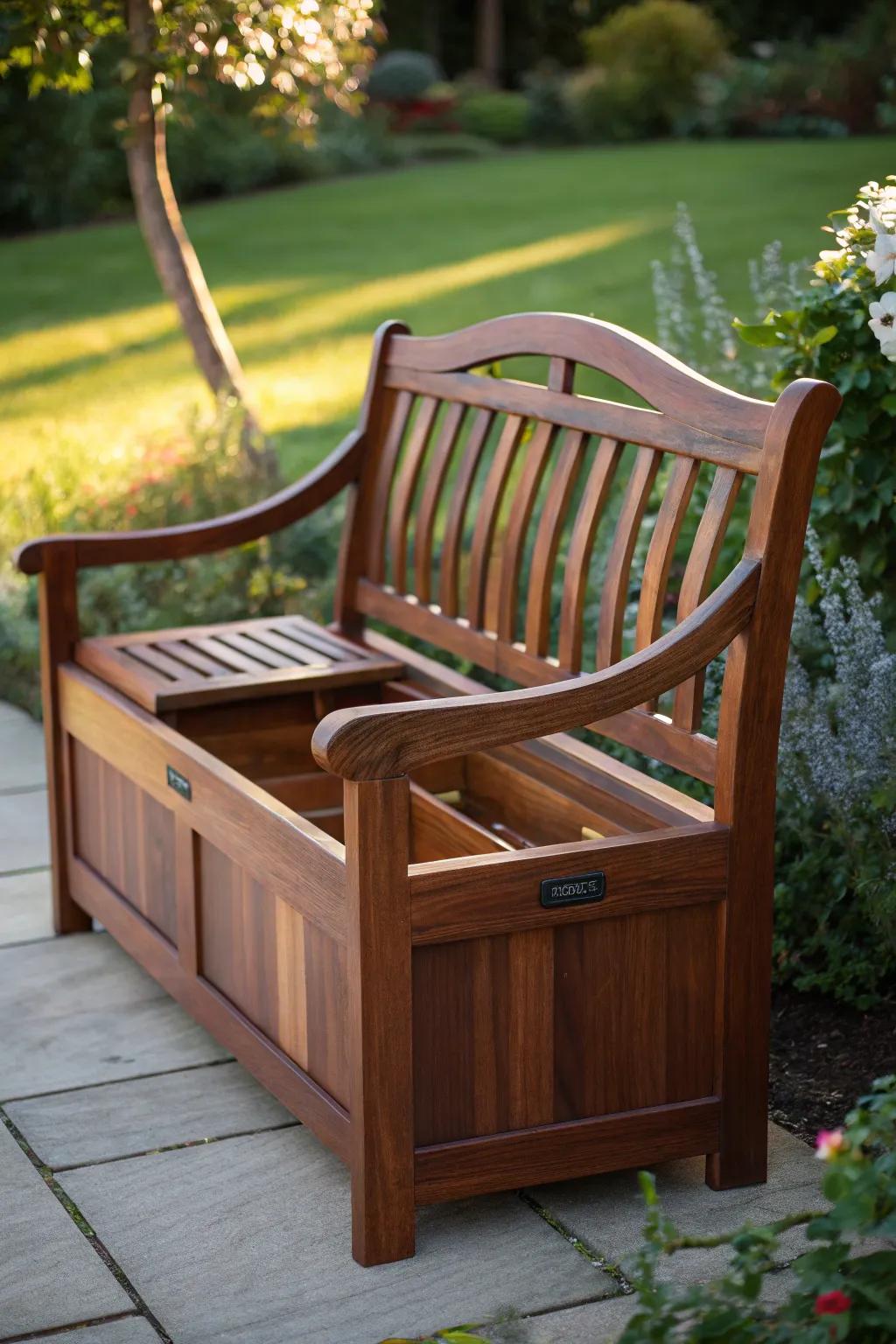 Discover the perfect blend of style and utility with this custom garden bench, your new favorite spot for morning relaxation.