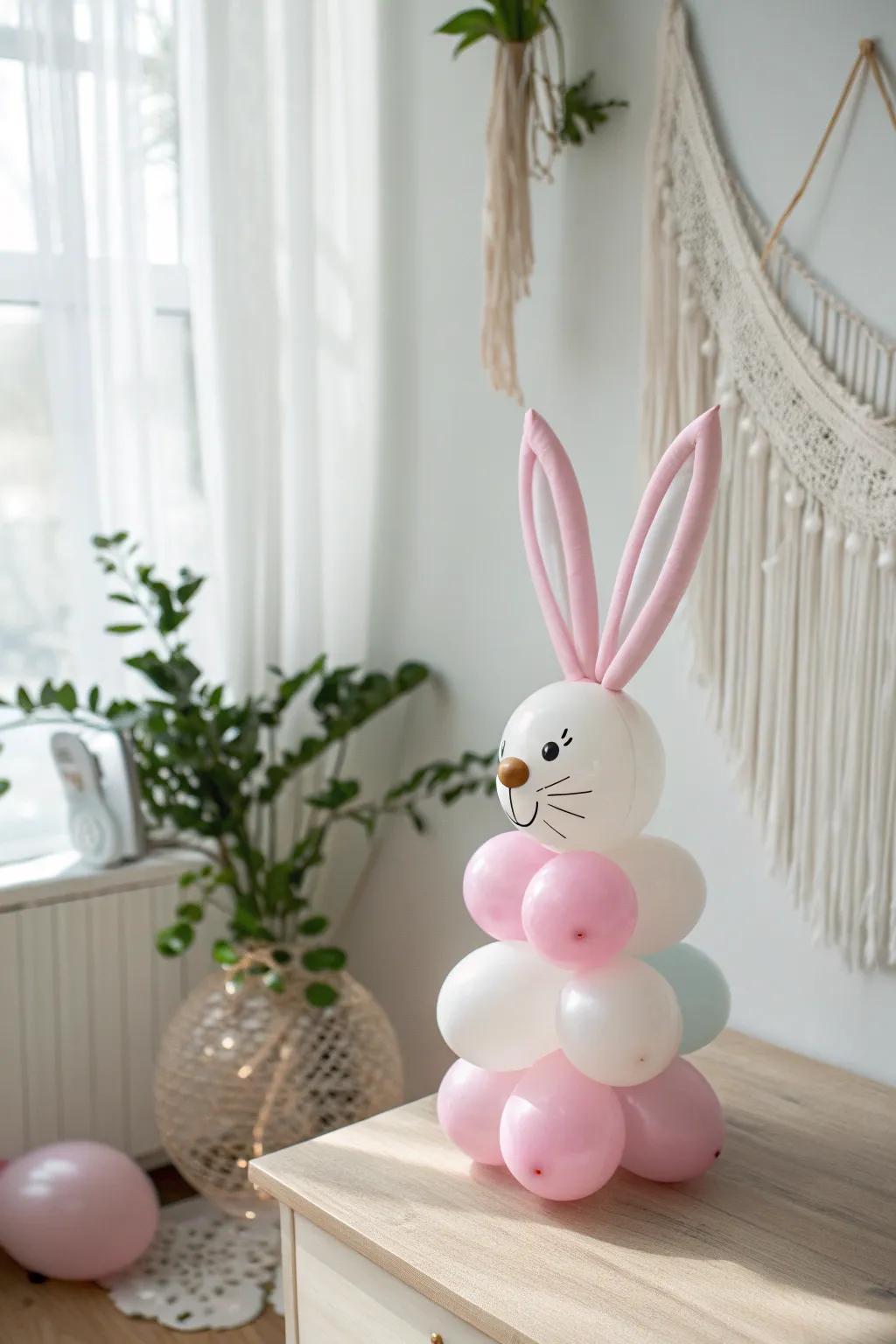 Delight in the simplicity of spring with this adorable balloon bunny, a perfect blend of Scandinavian minimalism and Boho charm.