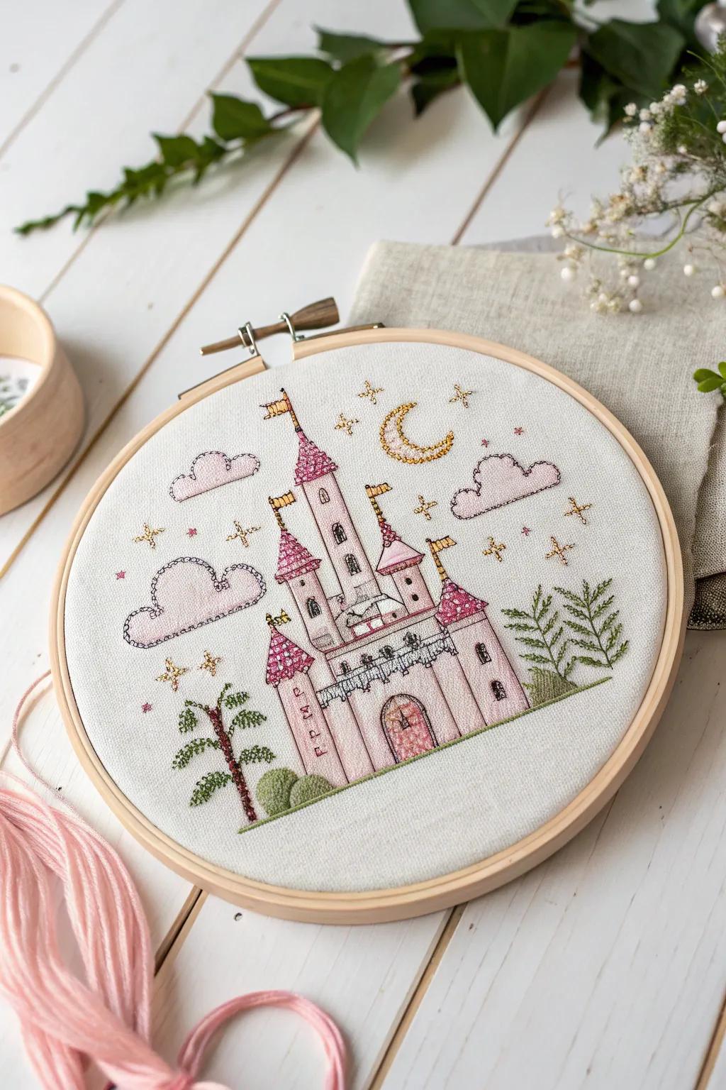 Bring a touch of magic to your space with this enchanting fairy-tale castle cross stitch pattern. Perfect for sparking the imagination!